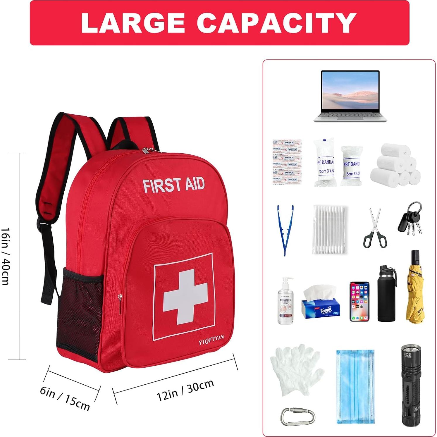 Mochila de Primeros Auxilios Vacía YIQFTON Impermeable 18L Roja