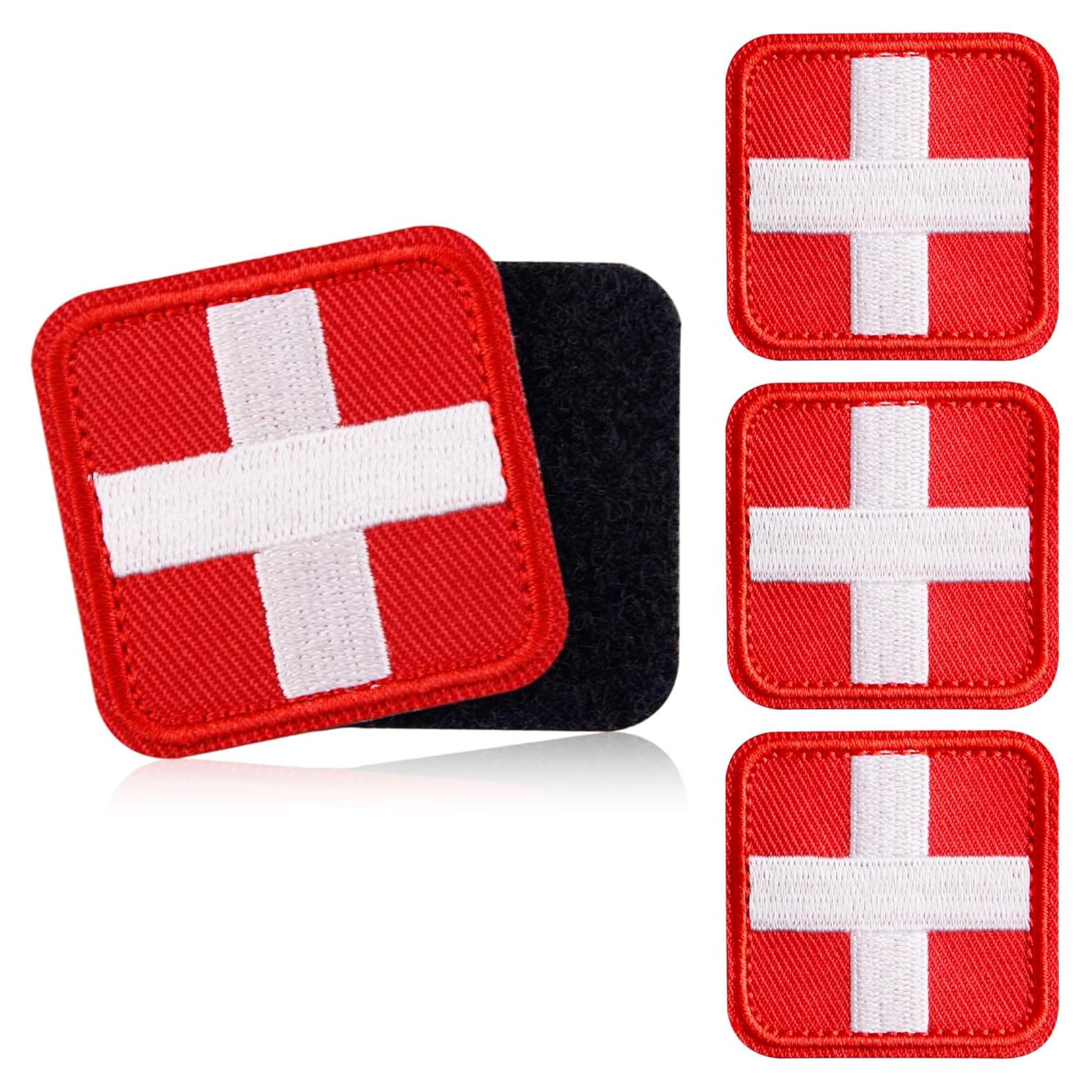 4 PCS First Aid Kit Patch, Medic Red Cross Patch Tactical Medical Patches for Packs Military Bags Backpacks Clothings Jackets Hats Pet Harness (Embroidered, 1.5“ x 1.5")