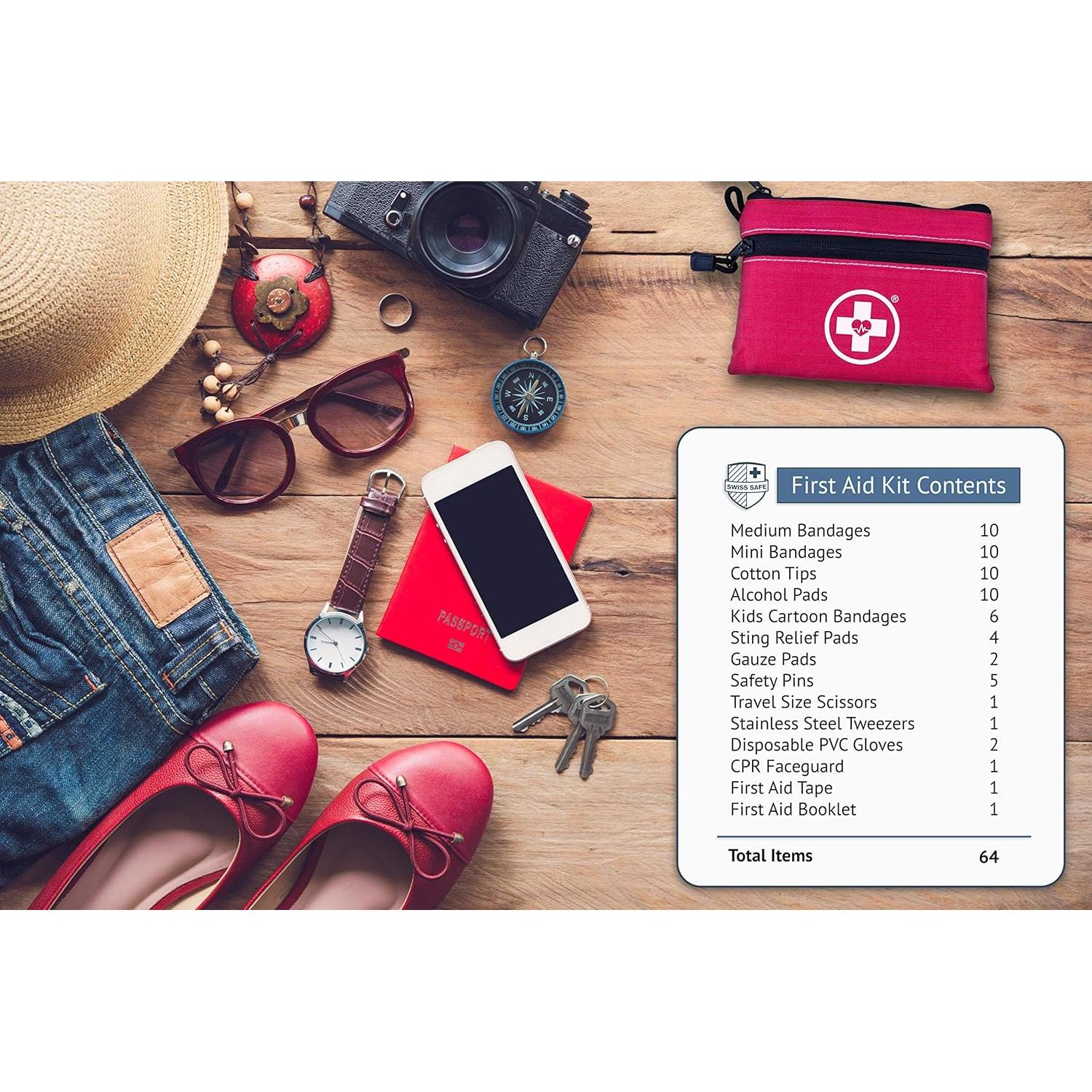 Kit de Primeros Auxilios Swiss Safe 64 Piezas para Viaje