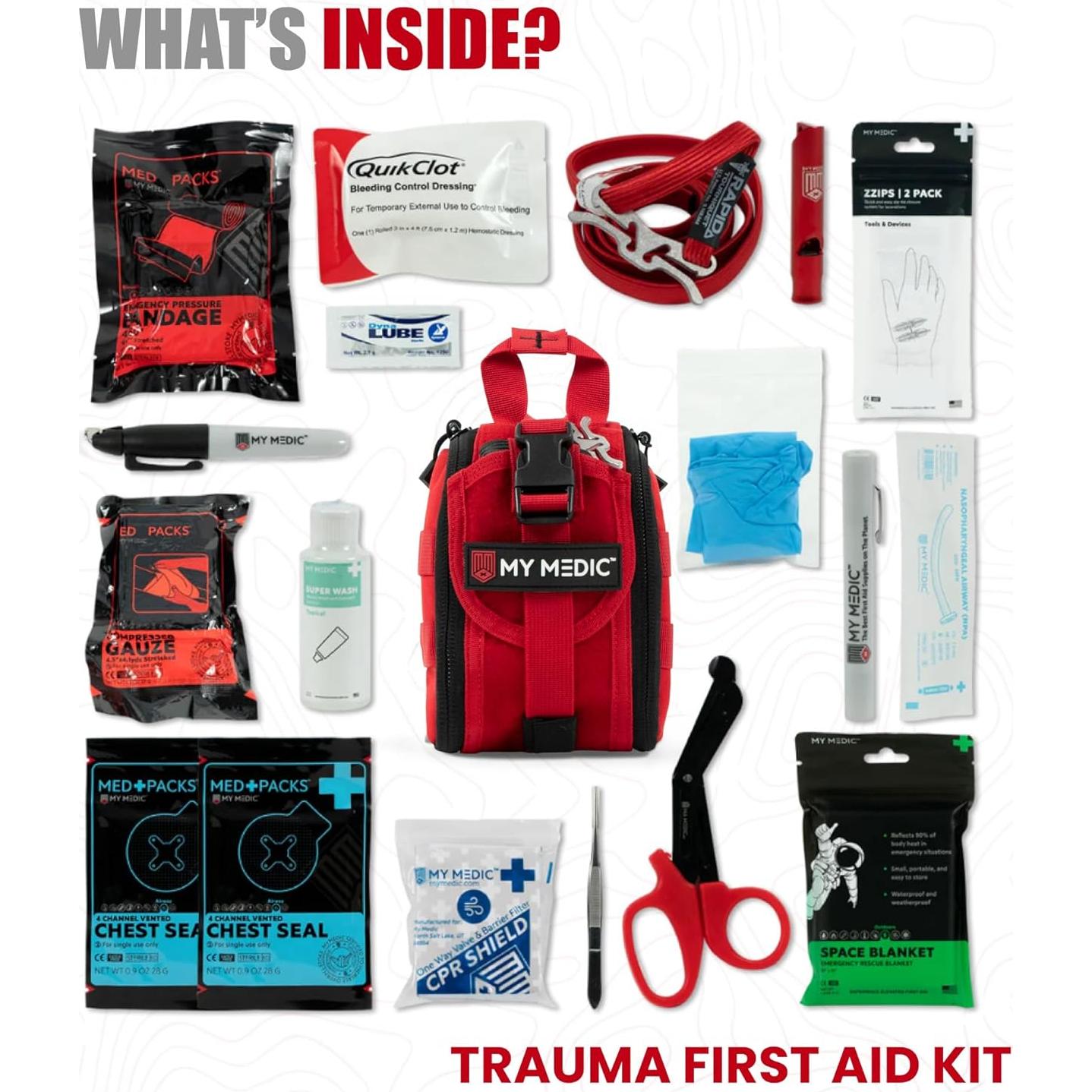 Kit de Primeros Auxilios Mi Medic TFAK Rojo - 35 Elementos