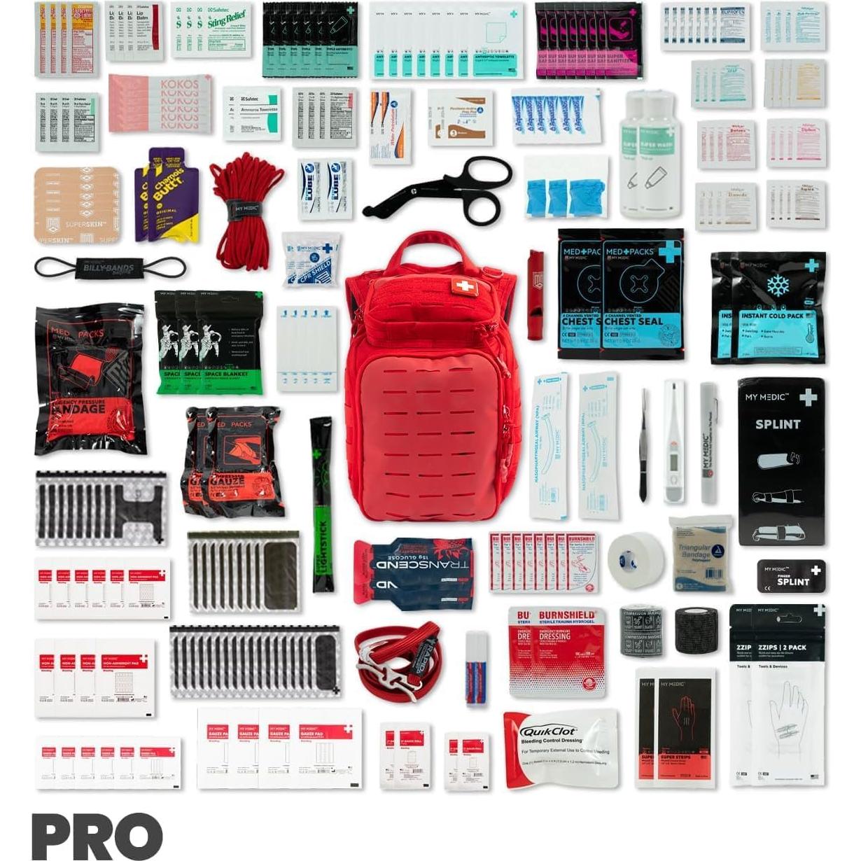 My Medic Recon PRO - HSA FSA First Aid Kit - 250+ First Aid and Survival Essentials, Supplies, & Must Have IFAK for Home, Car, Office or Business - Red