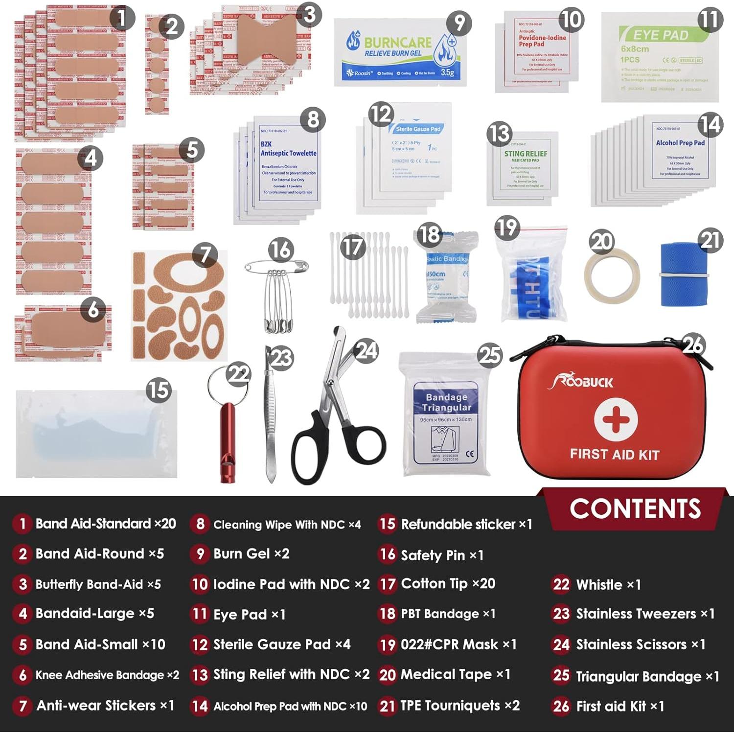 First Aid Kit for Hiking, Backpacking, Camping, Travel, Car & Cycling. with Waterproof Laminate Bags You Protect Your Supplies! Be Prepared for All Outdoor Adventures or at Home & Work (Red)