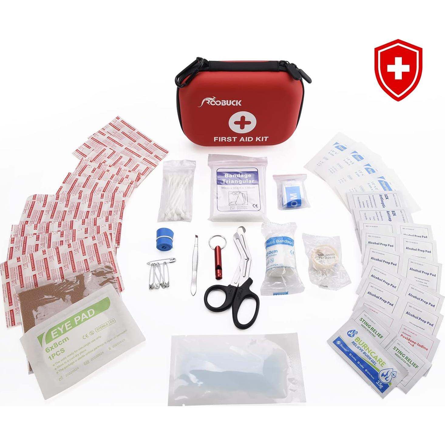 First Aid Kit for Hiking, Backpacking, Camping, Travel, Car & Cycling. with Waterproof Laminate Bags You Protect Your Supplies! Be Prepared for All Outdoor Adventures or at Home & Work (Red)