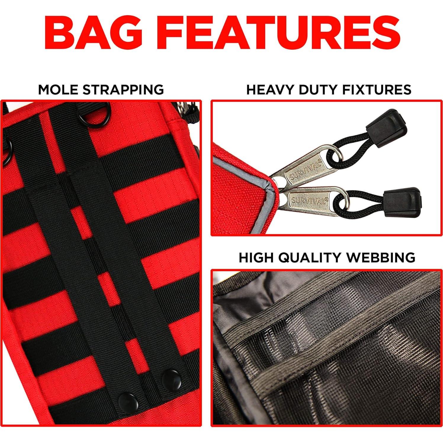 Ever-Ready Industries Outdoor Protection and Workplace First Aid Kit - Emergency Medical and Trauma Kit- Color Coded, Essential Trauma Items, Durable and Portable - 196 Pieces