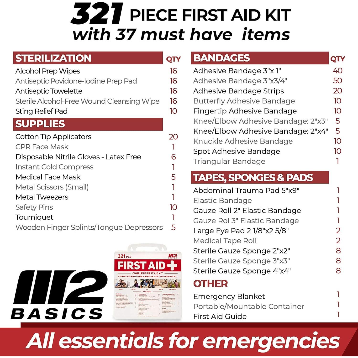 Kit de Primeros Auxilios Completo M2 BASICS 321 Piezas