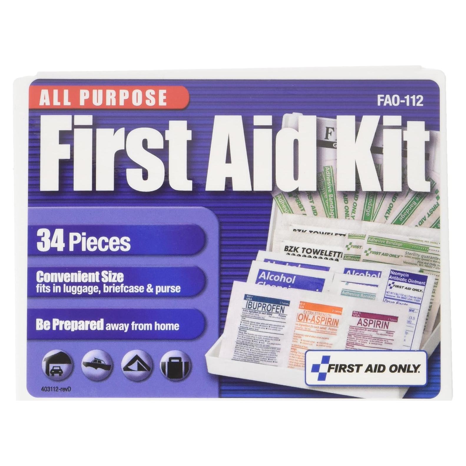 Kit de Primeros Auxilios 34 Piezas FIRST AID ONLY 12.1x9.5cm