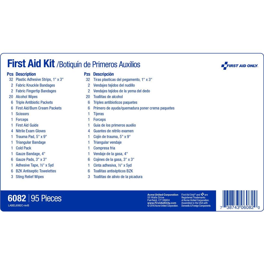Kit de Primeros Auxilios Only 6082 para 25 Personas - 95 Piezas