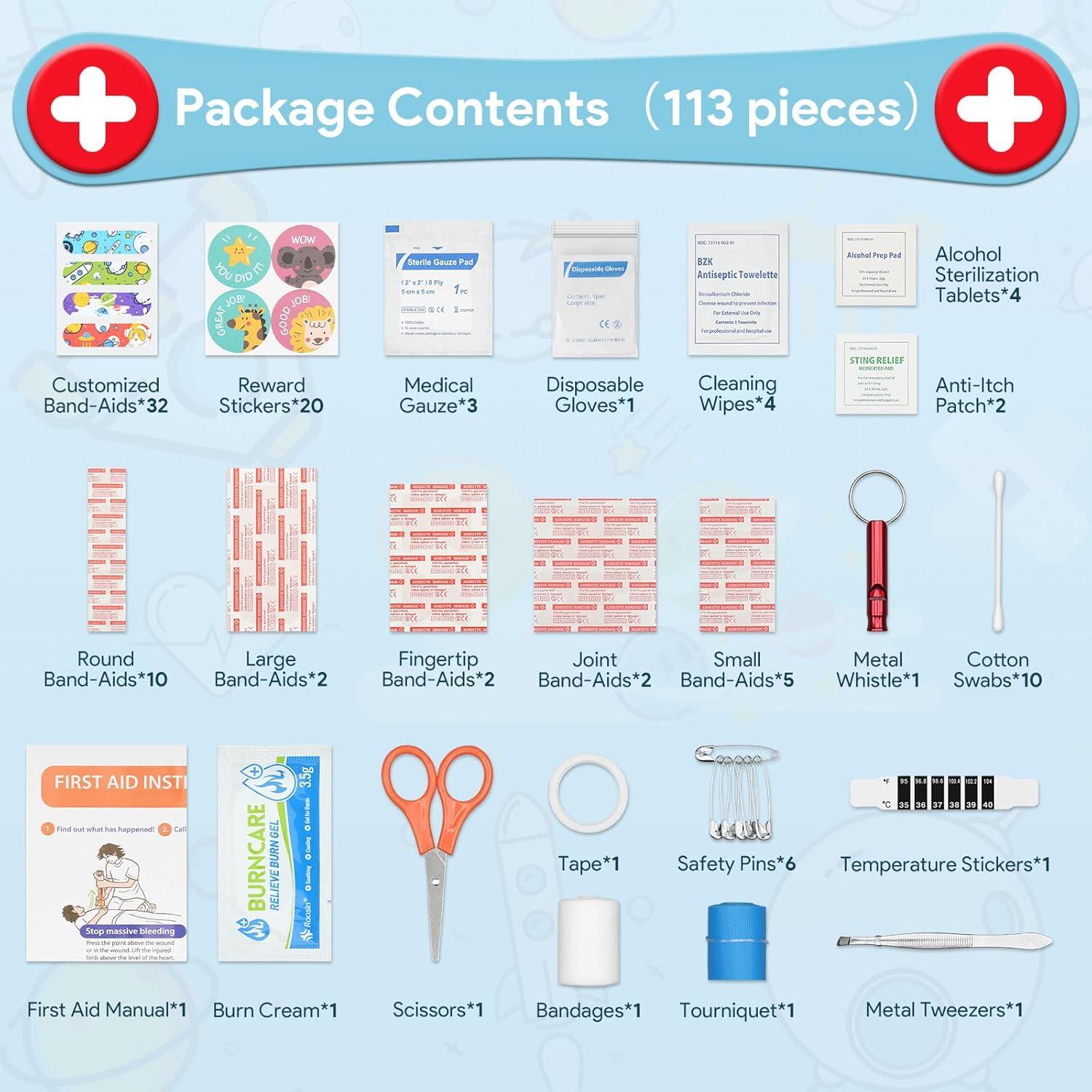 Kit de Primeros Auxilios KakuKa 113 Piezas Impermeable Amarillo