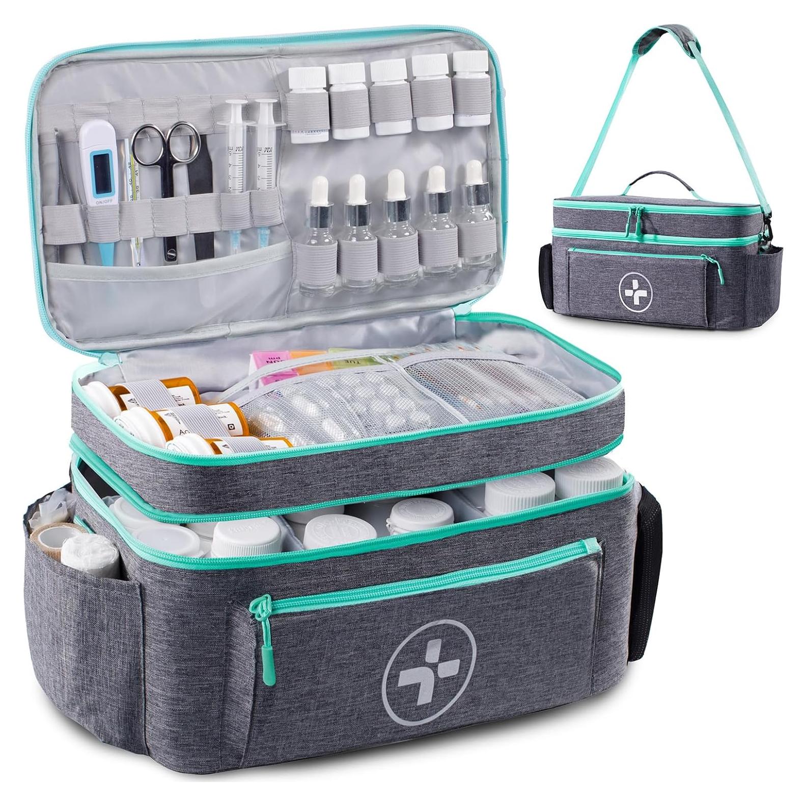 Organizador de Medicamentos BAGSFY Doble Capa Gris 36.8x21.6cm