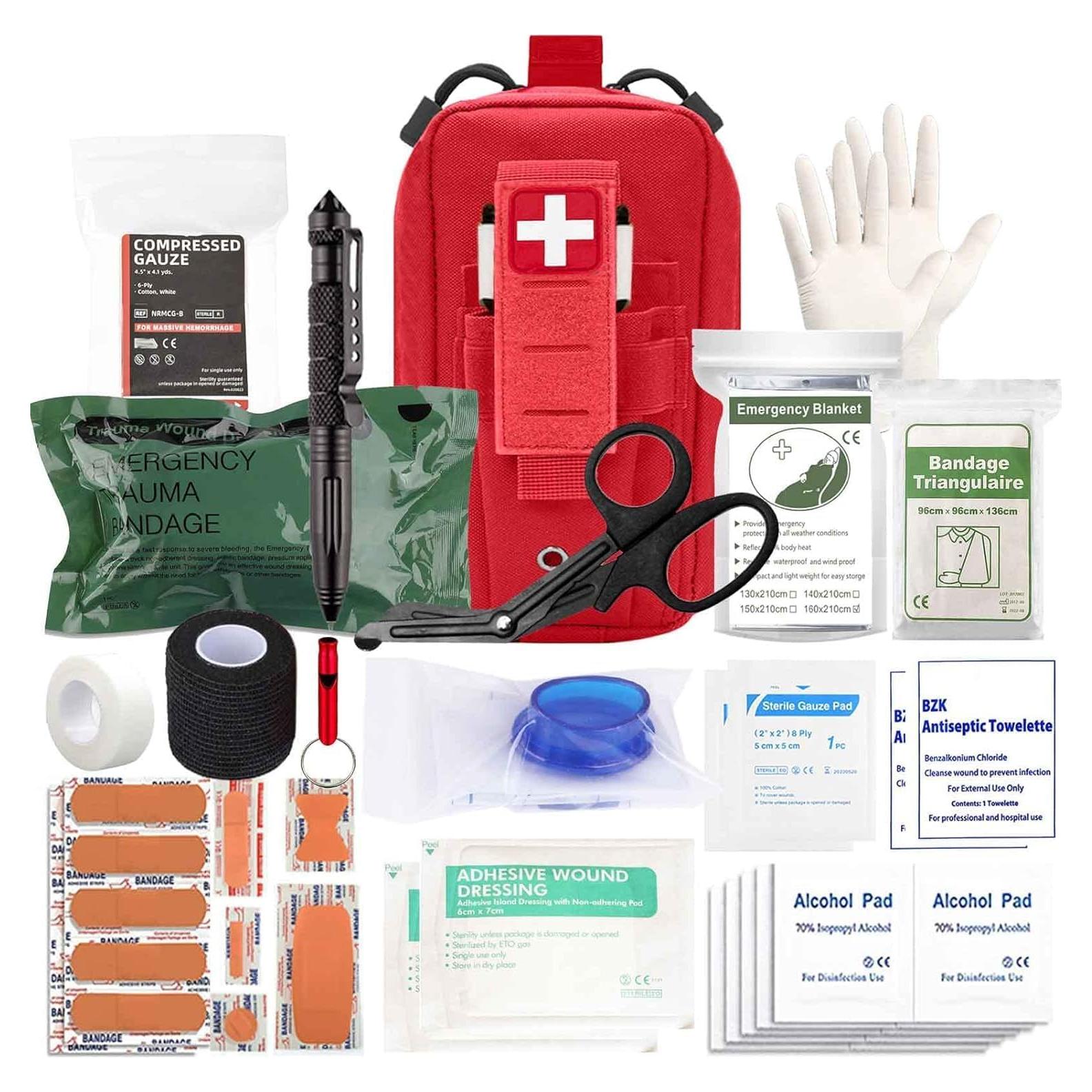 Kit de Trauma IFAK VIIDOO Rojo, Primeros Auxilios Táctico Molle