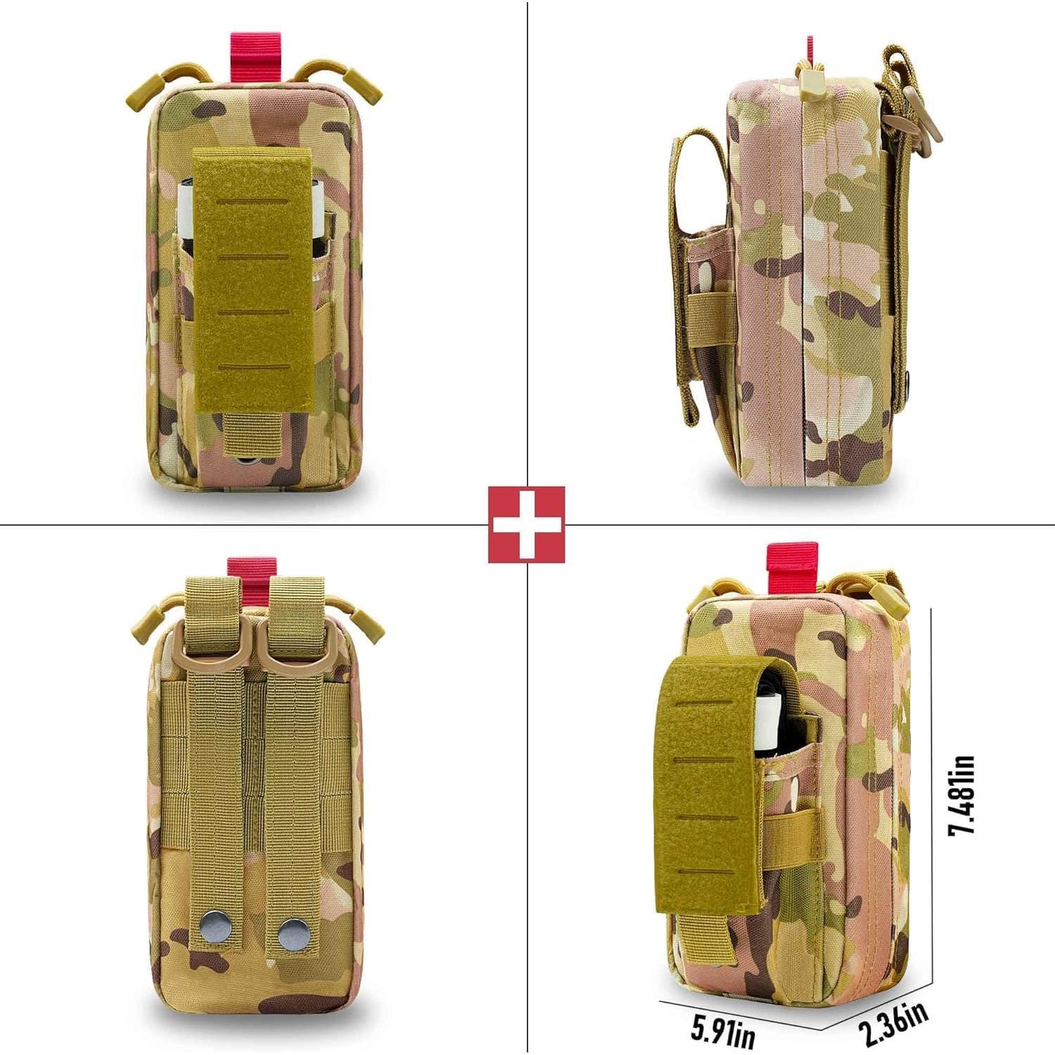 Kit de Trauma IFAK VIIDOO Rojo, Primeros Auxilios Táctico Molle