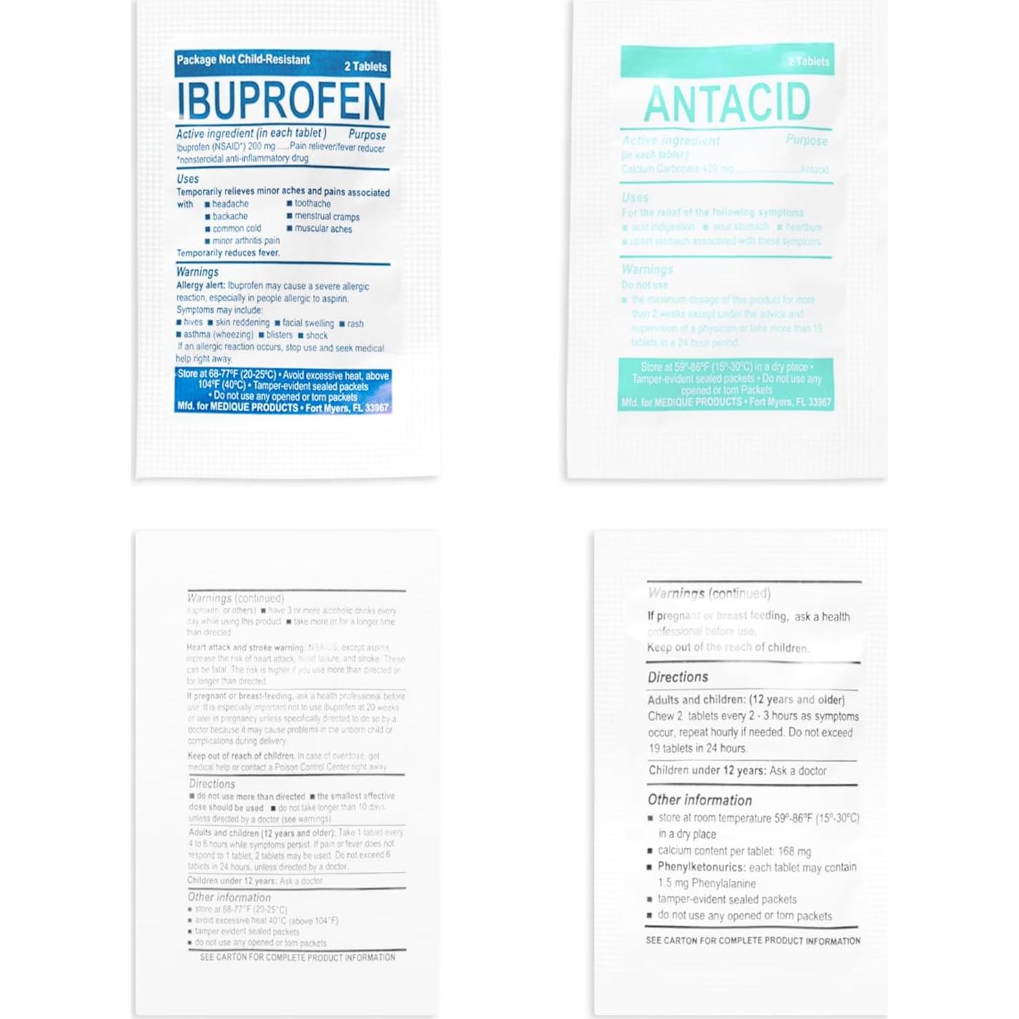 Kit de Primeros Auxilios Compacto MFASCO - 28 Paquetes Medicamentos