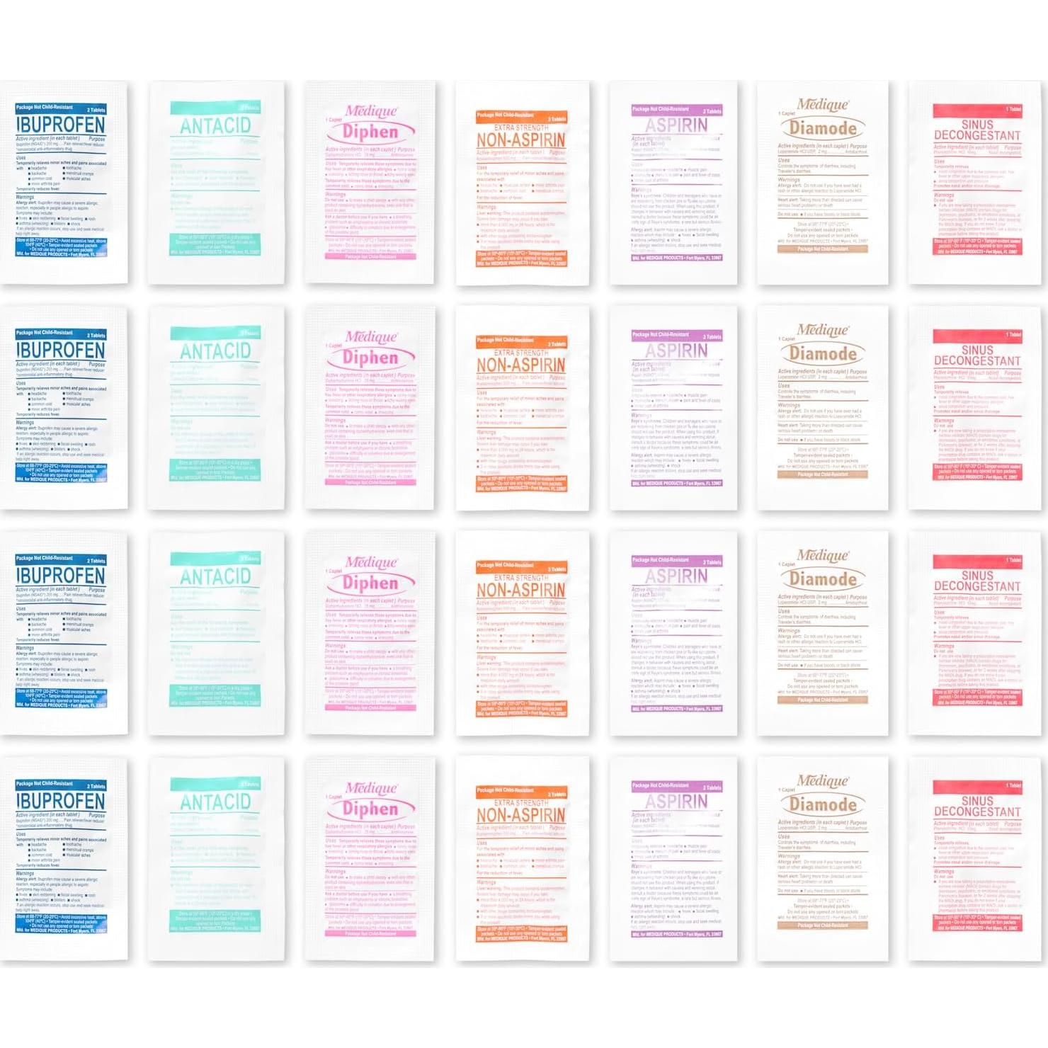 Kit de Primeros Auxilios Compacto MFASCO - 28 Paquetes Medicamentos