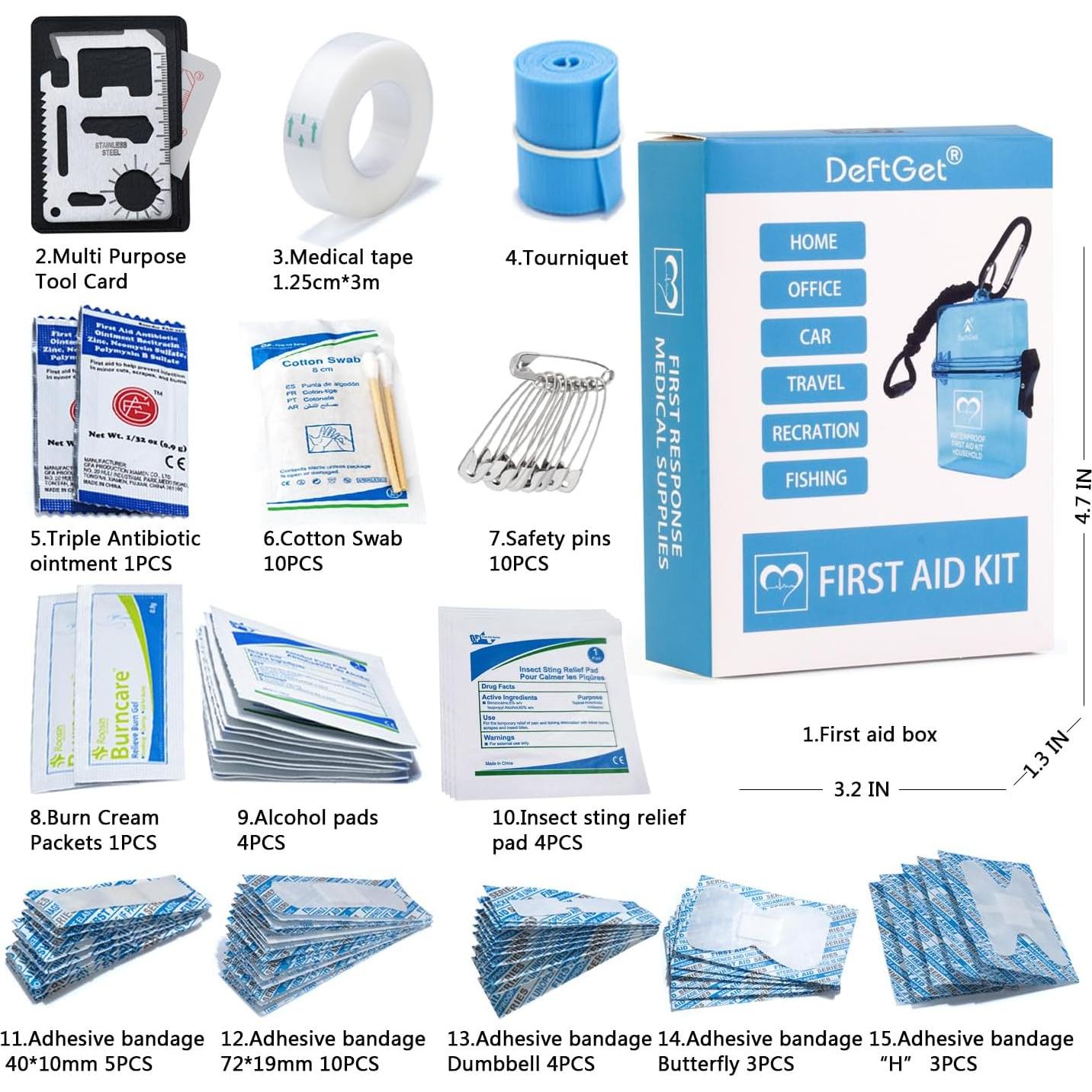 Kit de Primeros Auxilios Impermeable DEFTGET 65 Piezas