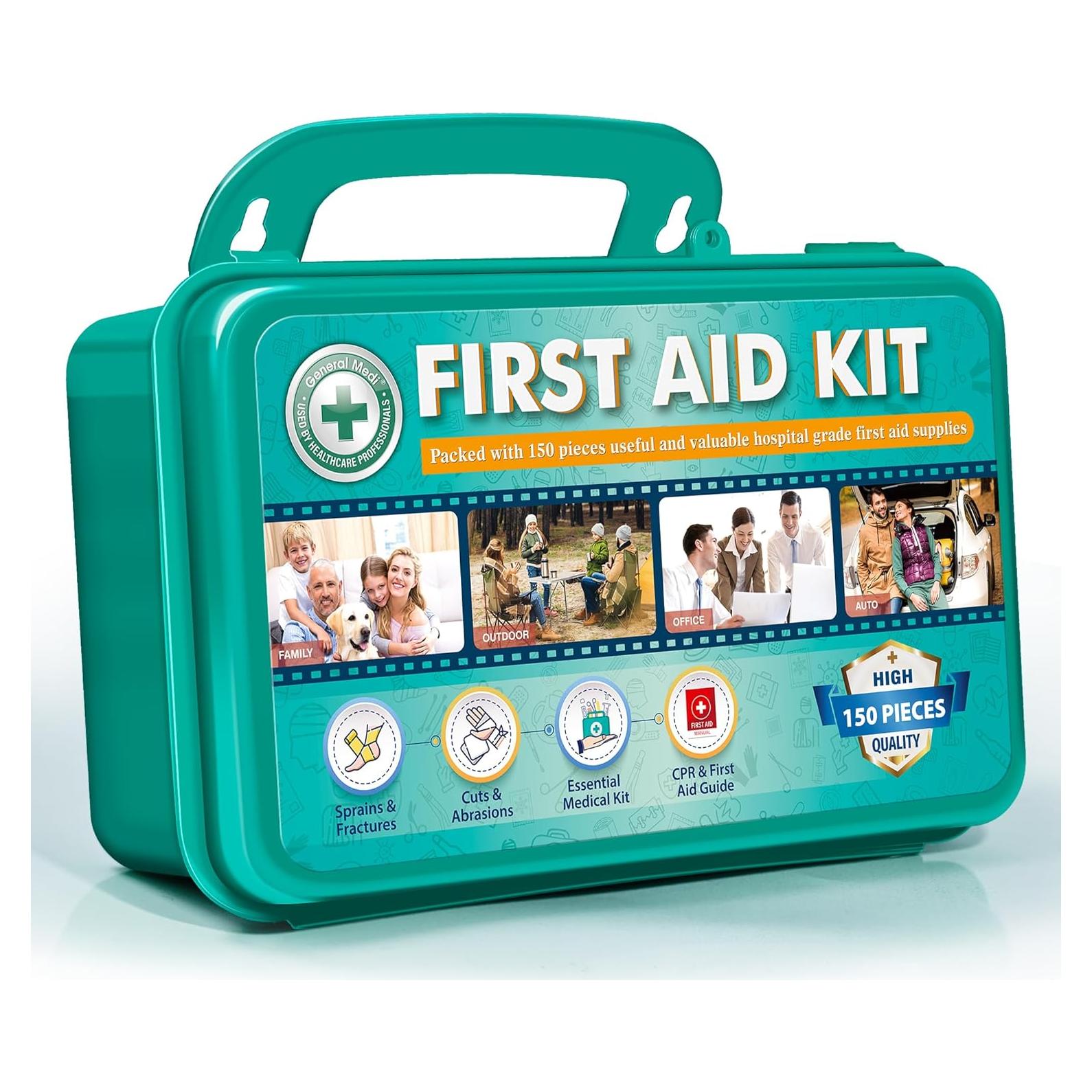 Kit de Primeros Auxilios General Medi 150 Piezas Estuche Duro