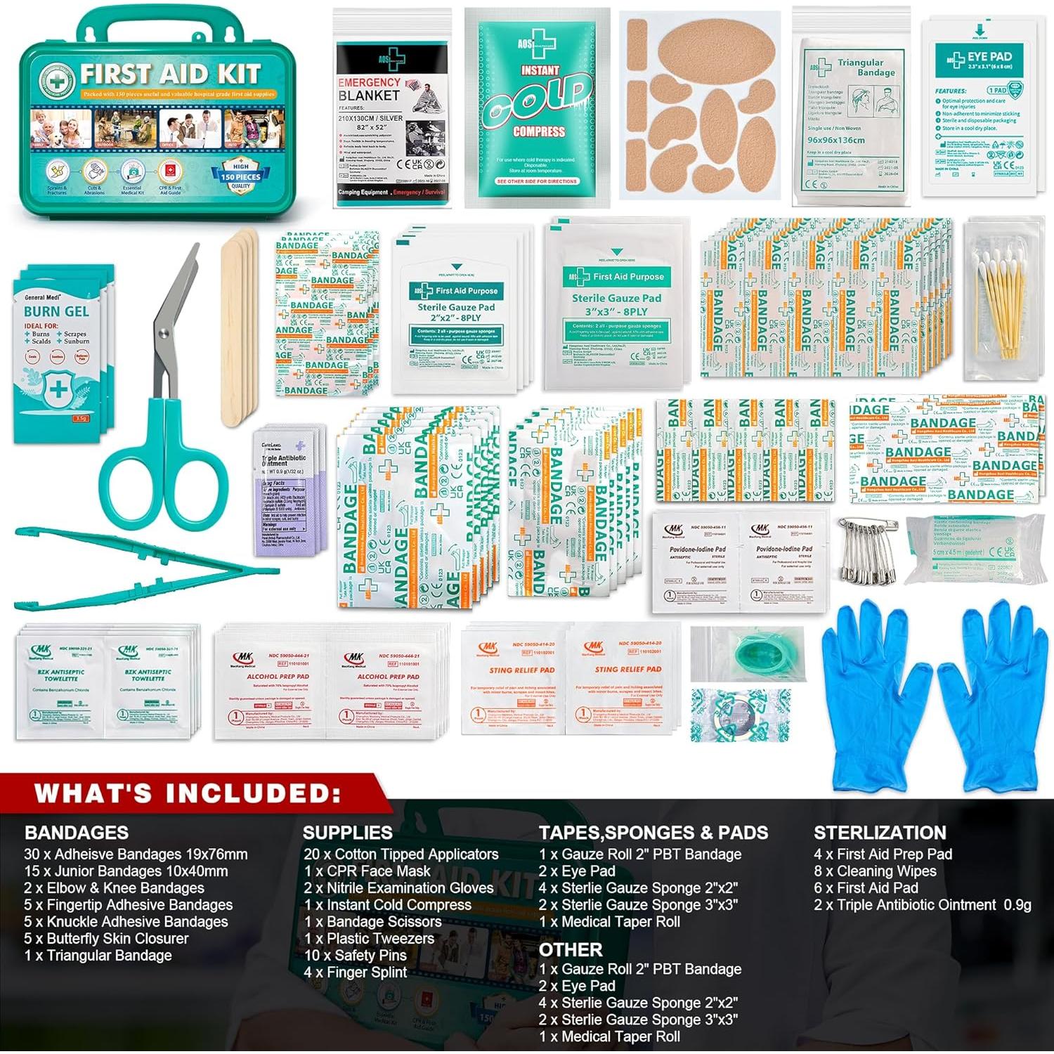 Kit de Primeros Auxilios General Medi 150 Piezas Estuche Duro