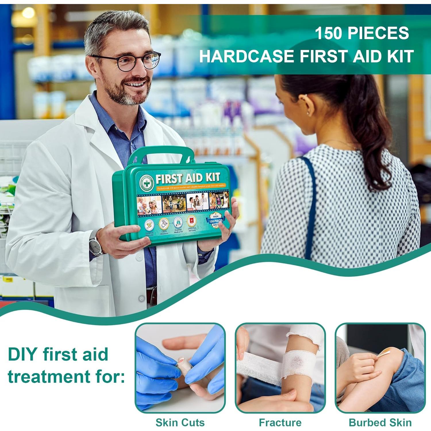 Kit de Primeros Auxilios General Medi 150 Piezas Estuche Duro