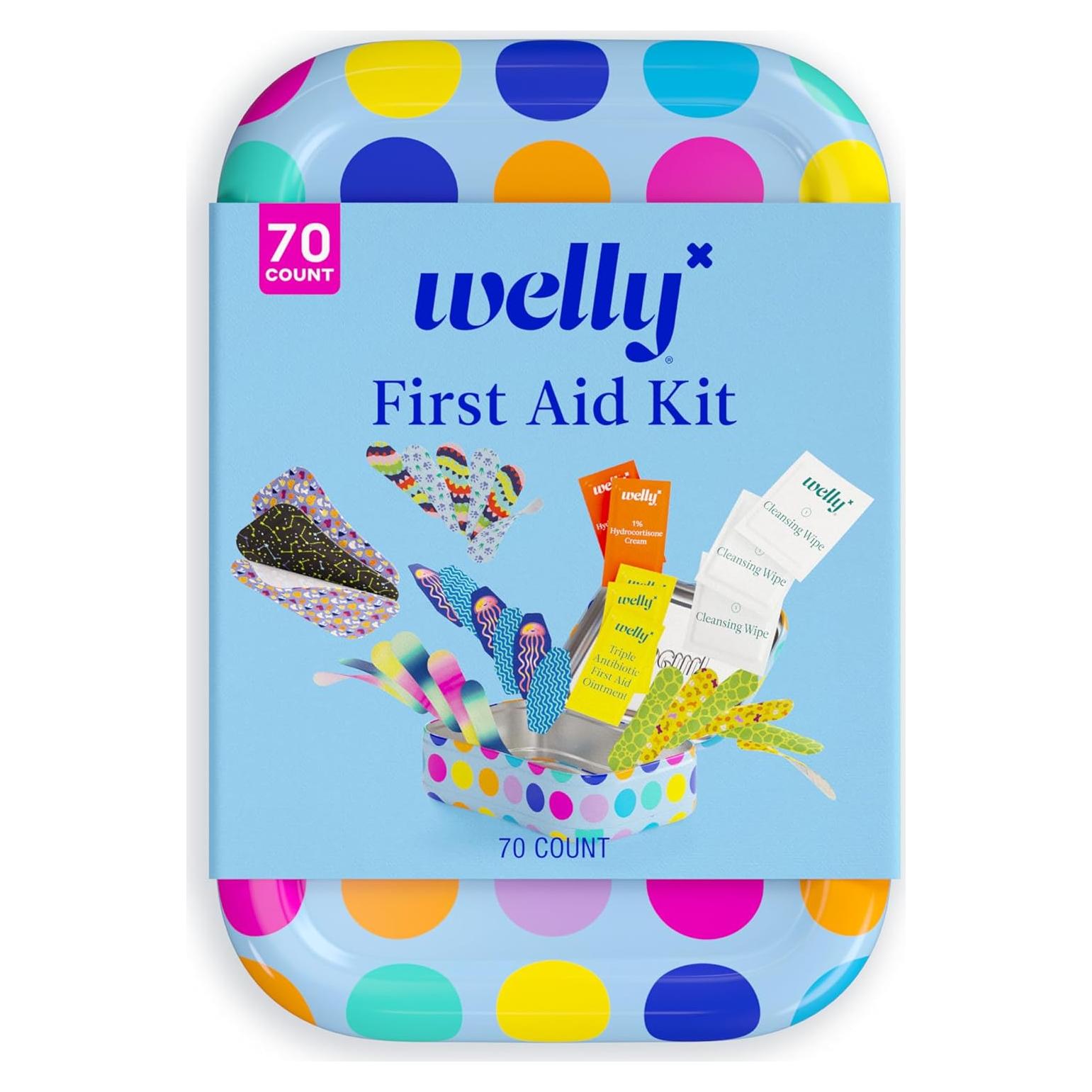 Kit de Primeros Auxilios Welly - 70 Unidades con Vendajes y Ungüentos