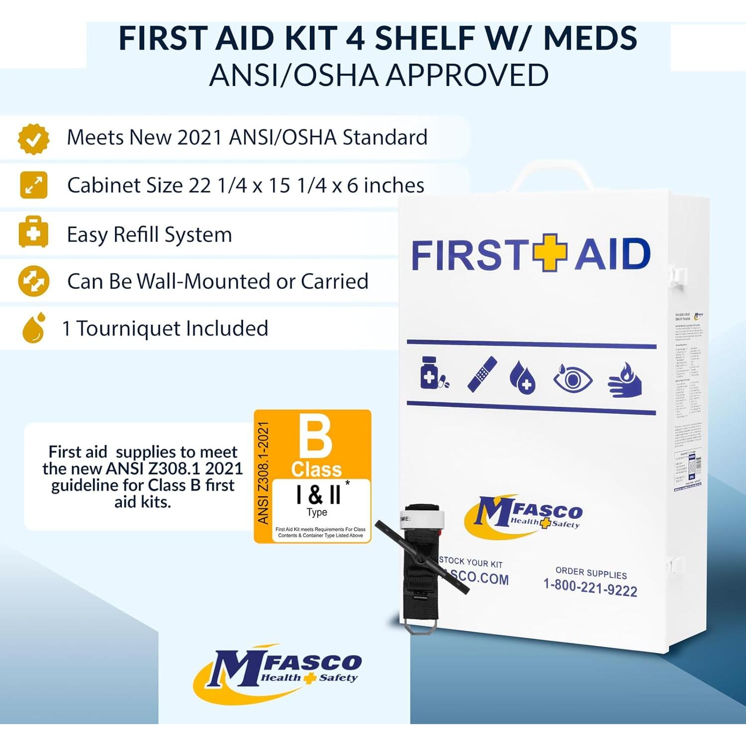 Kit de Primeros Auxilios Metálico MFASCO 4 Estantes 61.5x41.1cm