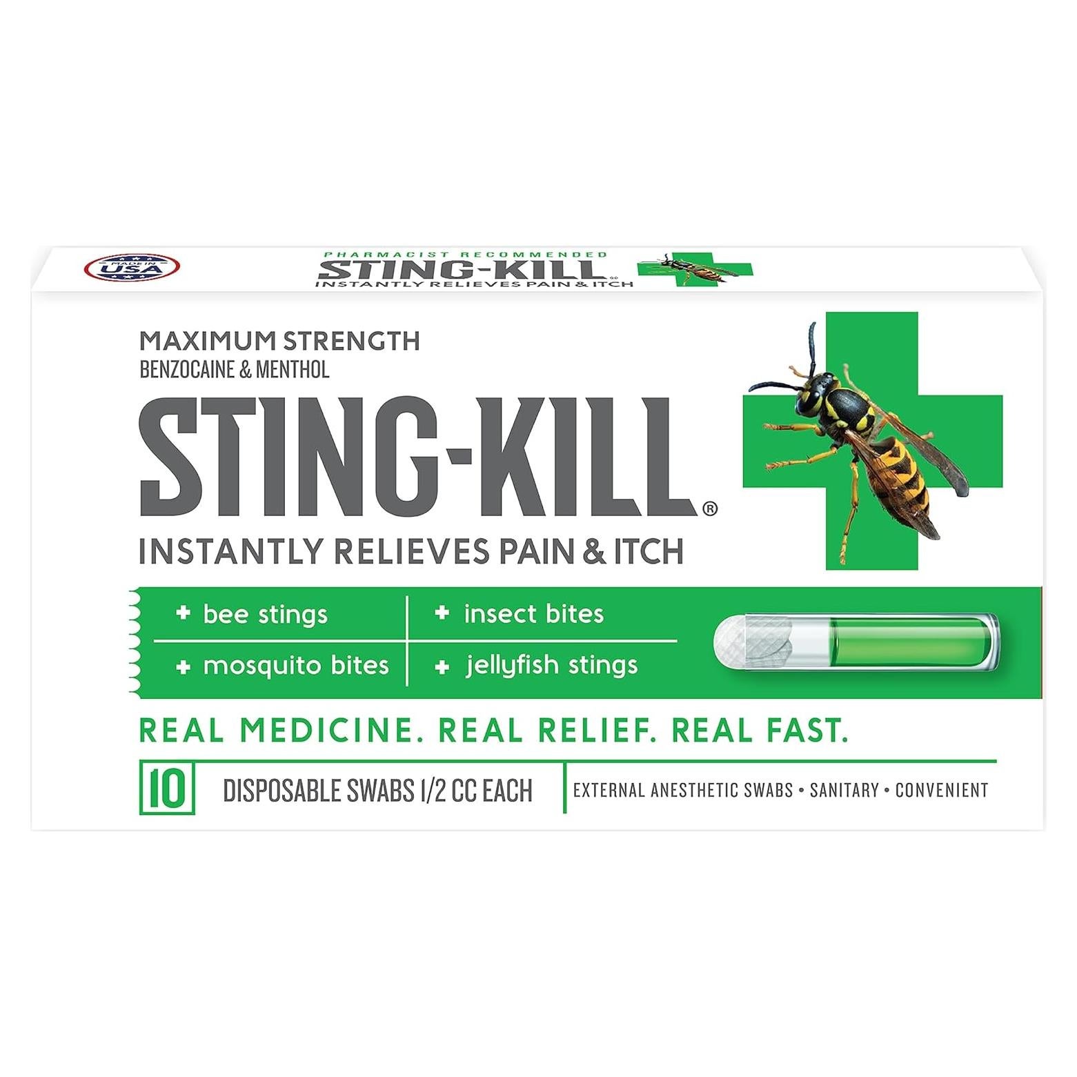 Hisopos Anestésicos Sting-Kill para Picaduras - Paquete de 10