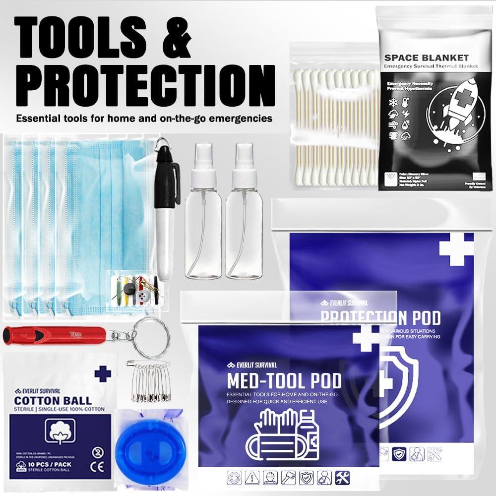 Kit de Primeros Auxilios EVERLIT 380 Piezas Resistente al Agua