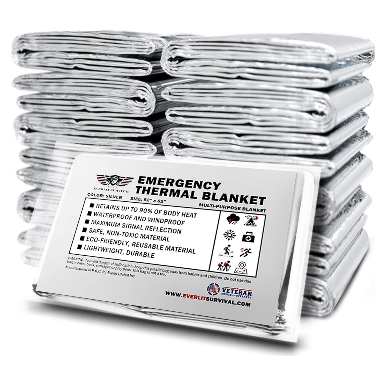 Mantas Térmicas de Emergencia Mylar EVERLIT - Paquete de 12