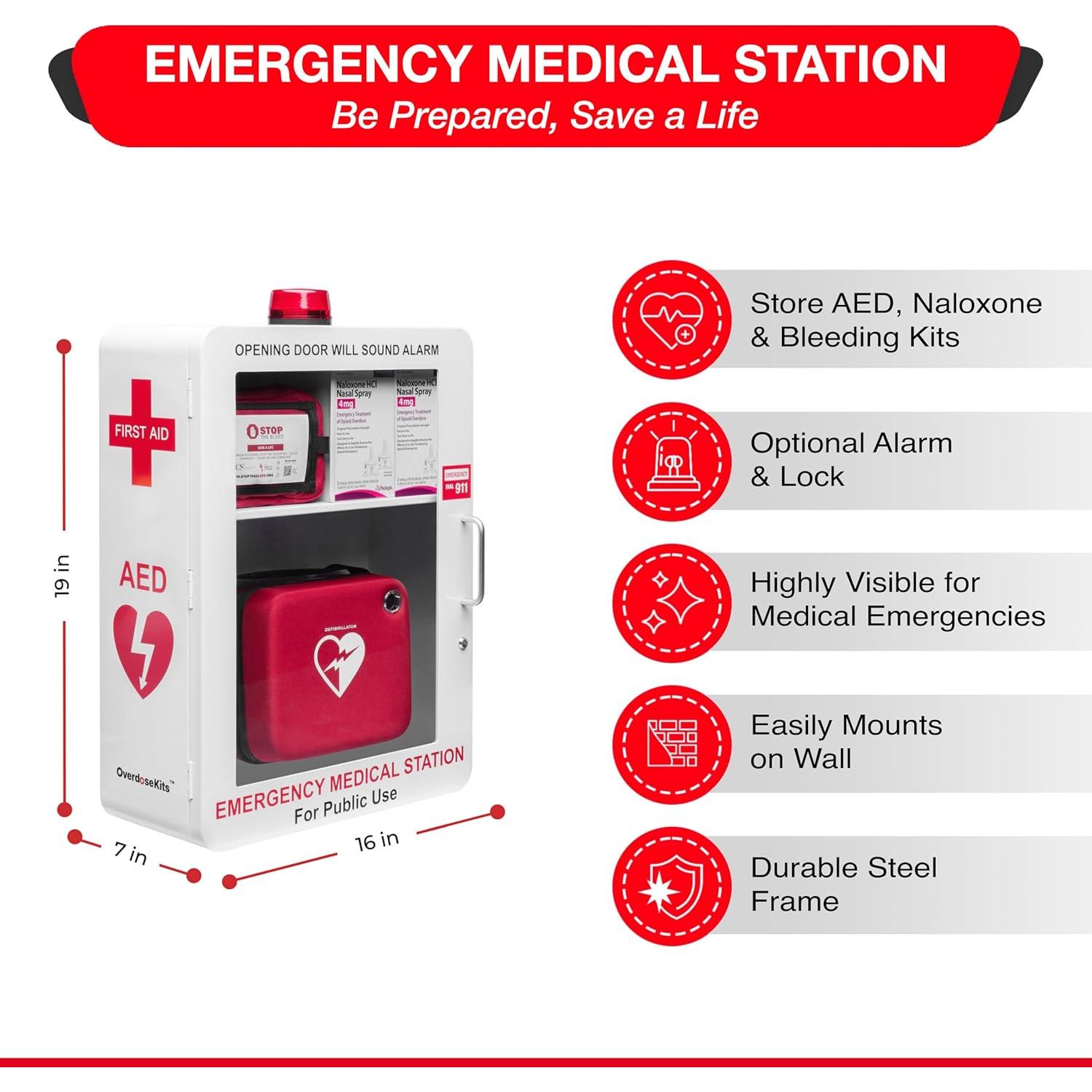 Estación Médica de Emergencia Kits de Sobredosis Blanca 48.3x40.6cm