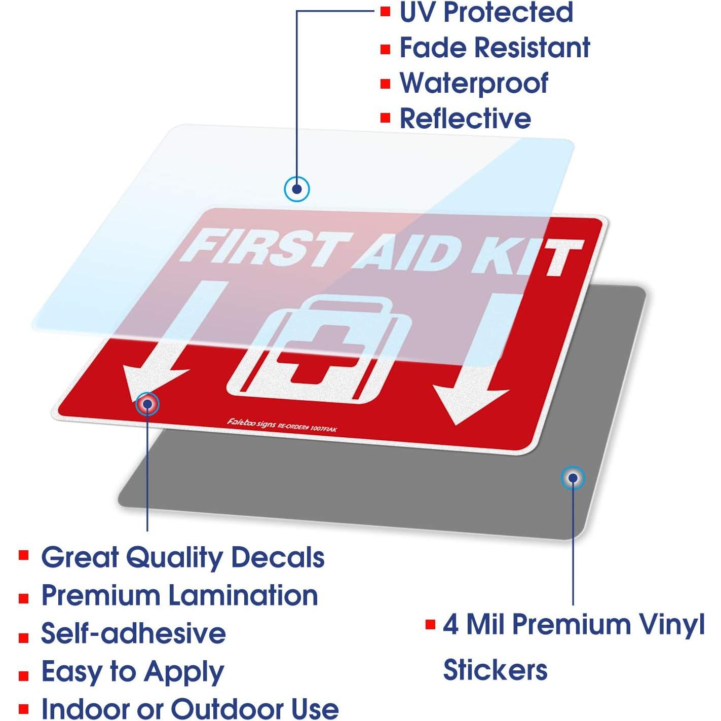 Calcomanías de Kit de Primeros Auxilios Faittoo - Paquete de 4