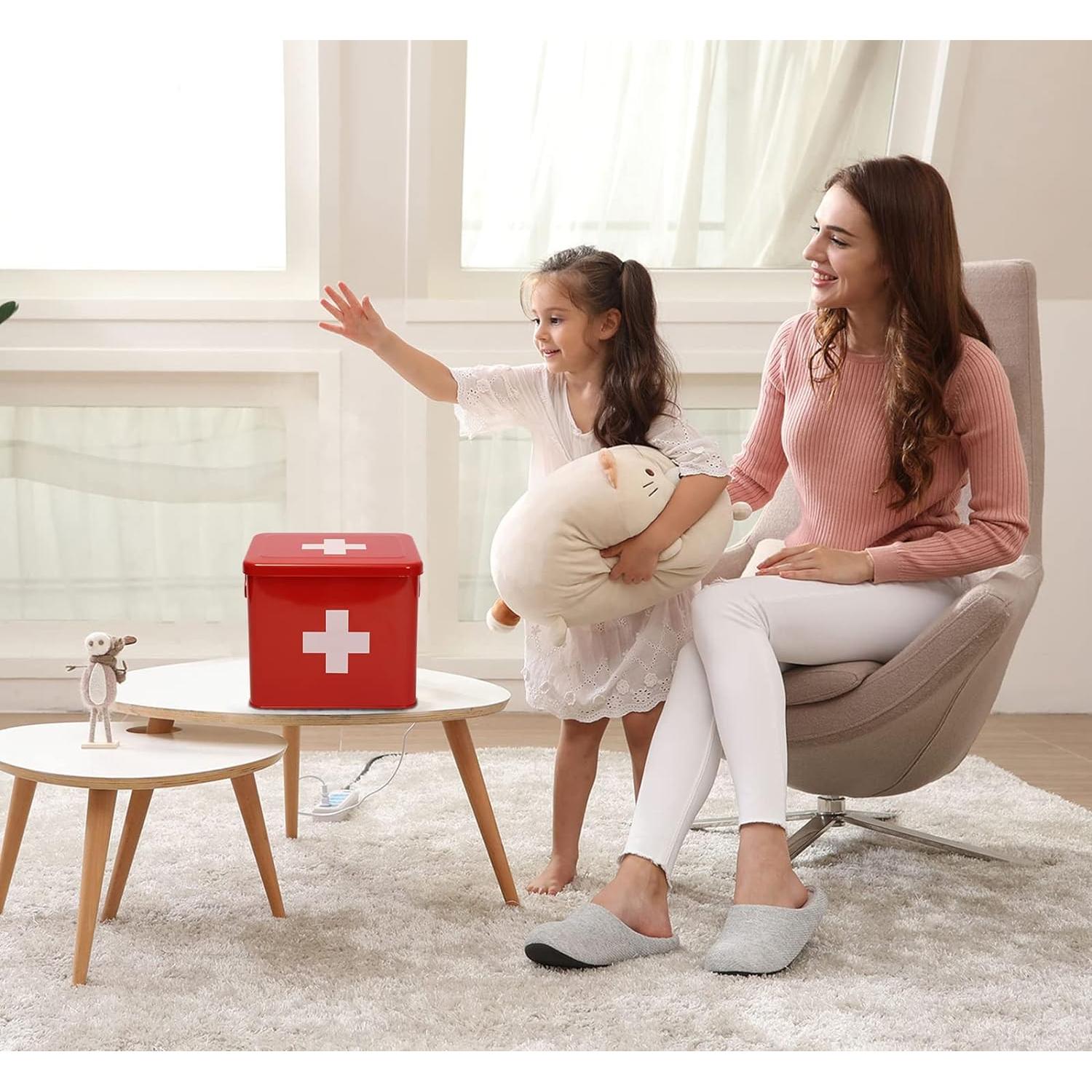 Kit de Primeros Auxilios Xbopetda Caja de Metal 2 Niveles Rojo