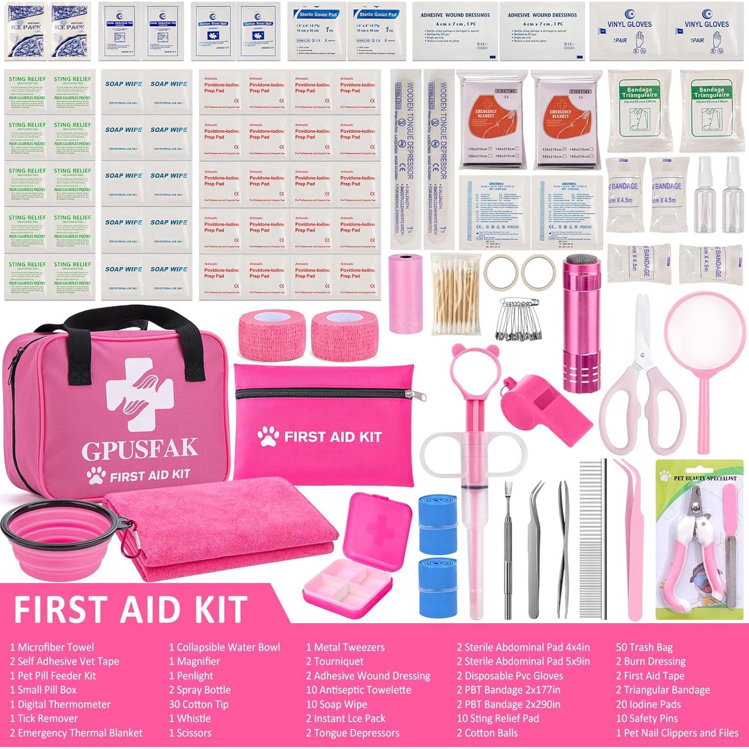 Kit de Primeros Auxilios para Mascotas GPUSFAK 136 Piezas