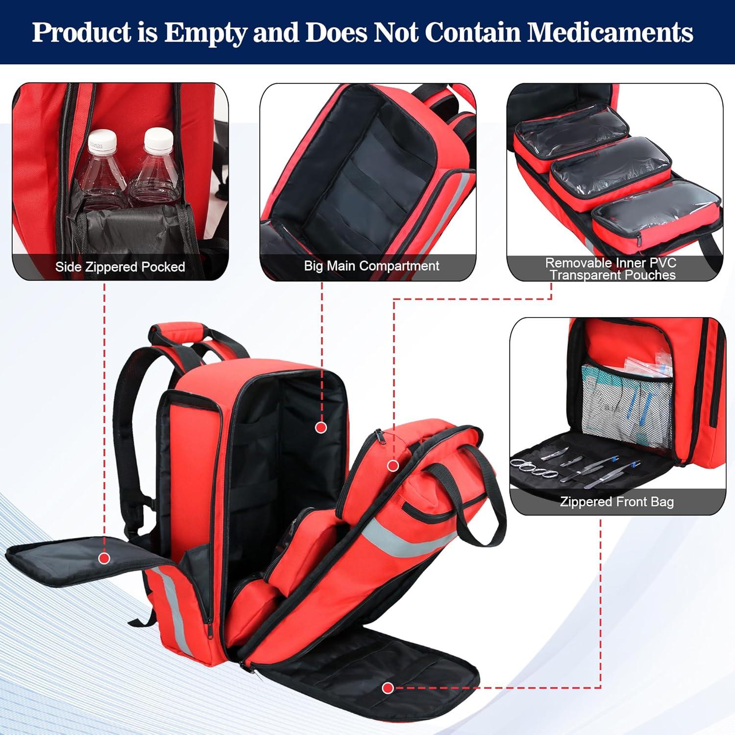 Bolsa de Primeros Auxilios Vacía JIDUODUO Rojo 40.5x30x12 cm