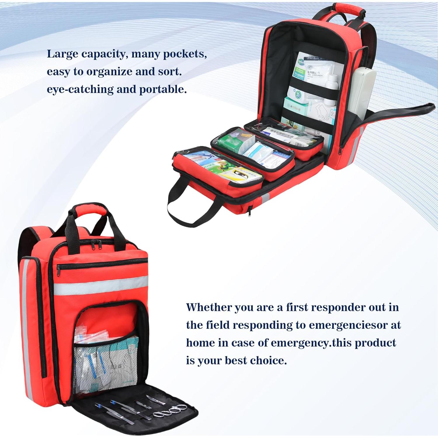 Bolsa de Primeros Auxilios Vacía JIDUODUO Rojo 40.5x30x12 cm