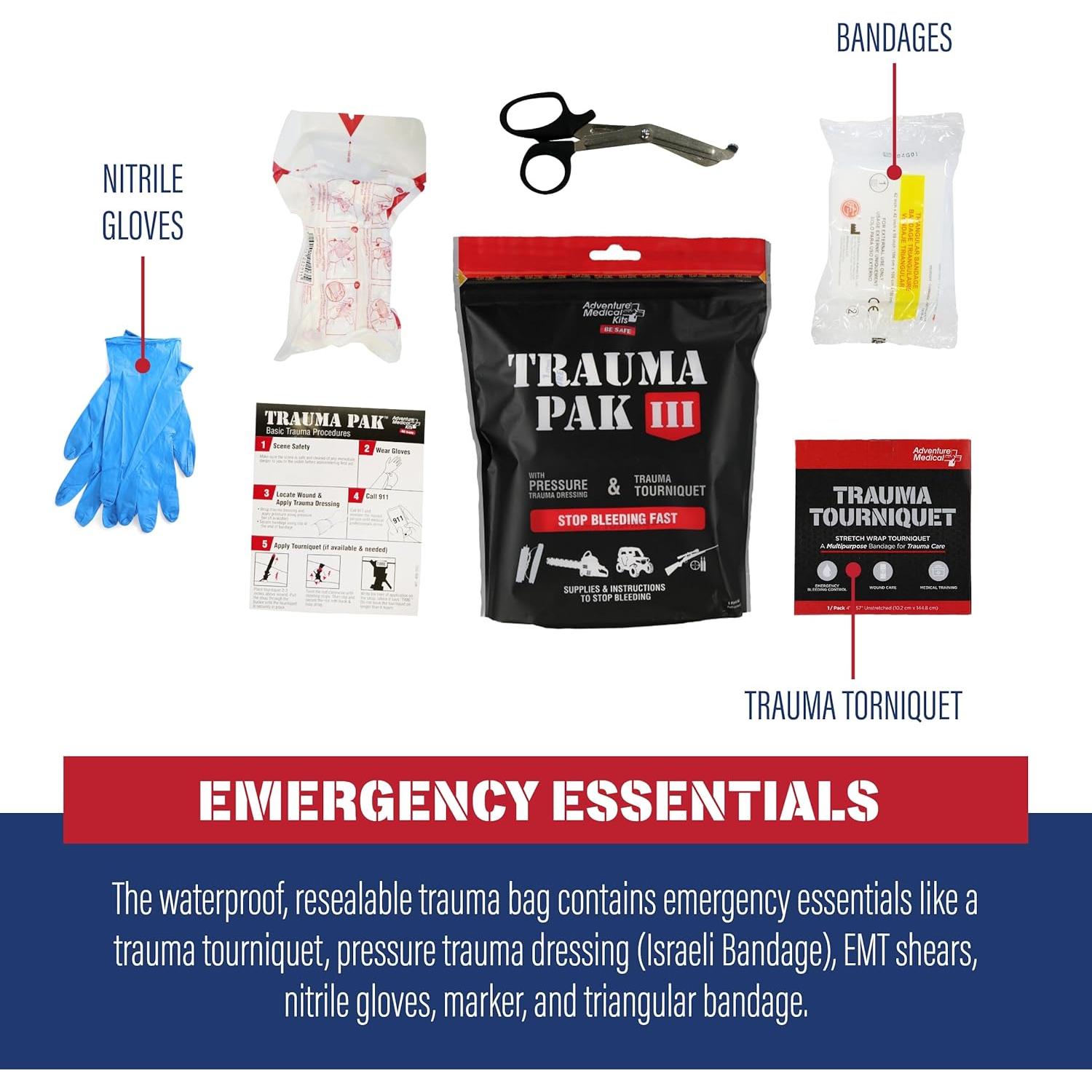 Kit de Primeros Auxilios Adventure Medical Trauma Pak III - Compacto y Efectivo
