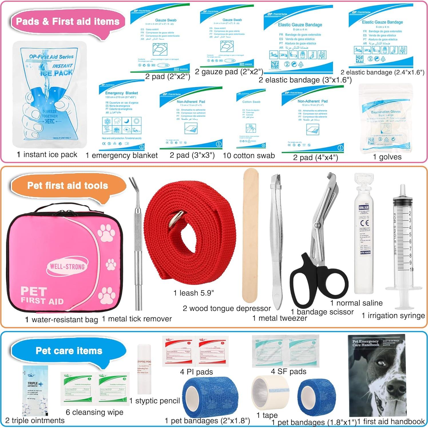 Kit de Primeros Auxilios para Mascotas WELL-STRONG - Viaje y Emergencias