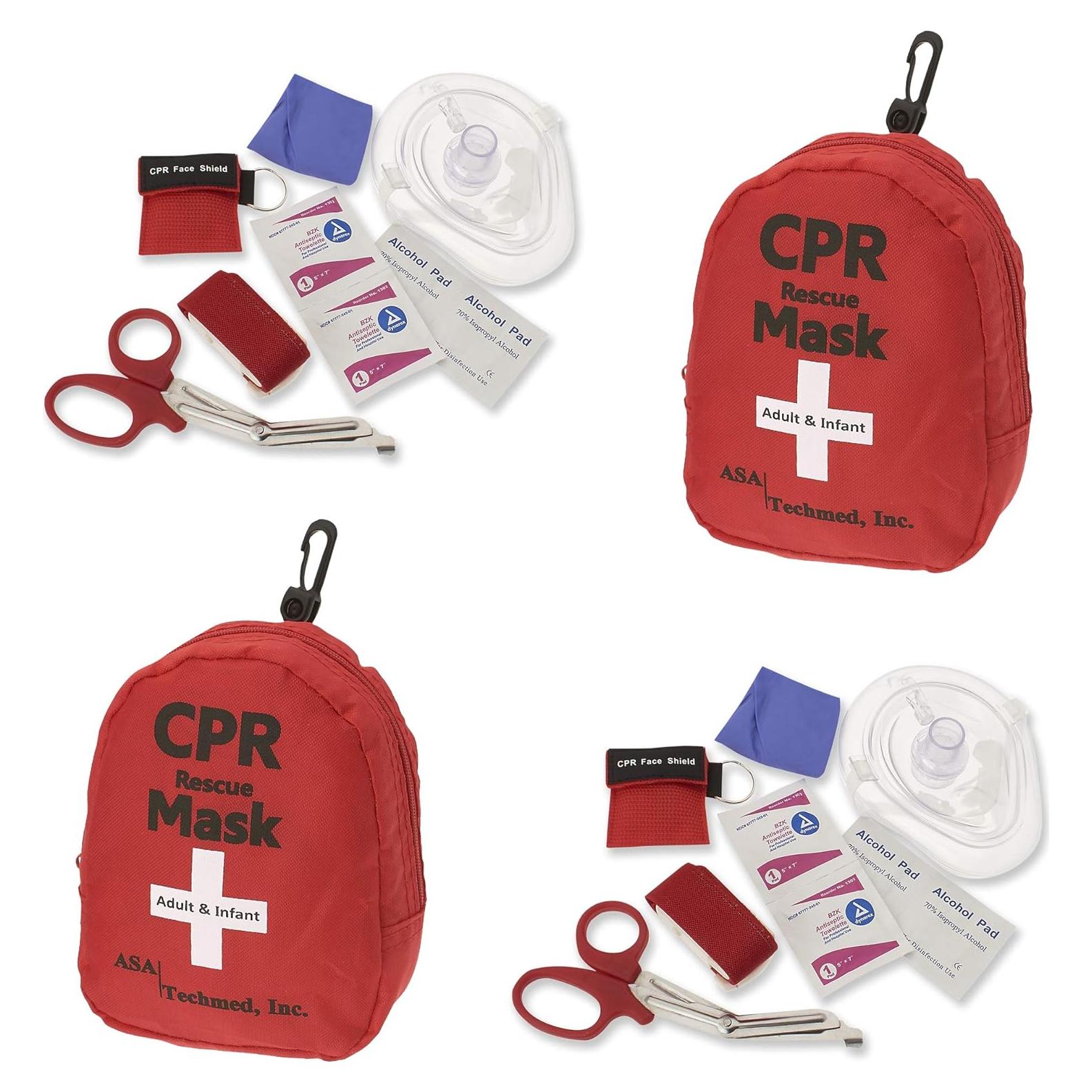Kit de Primeros Auxilios ASA Techmed - 2 Paquetes con Máscara CPR