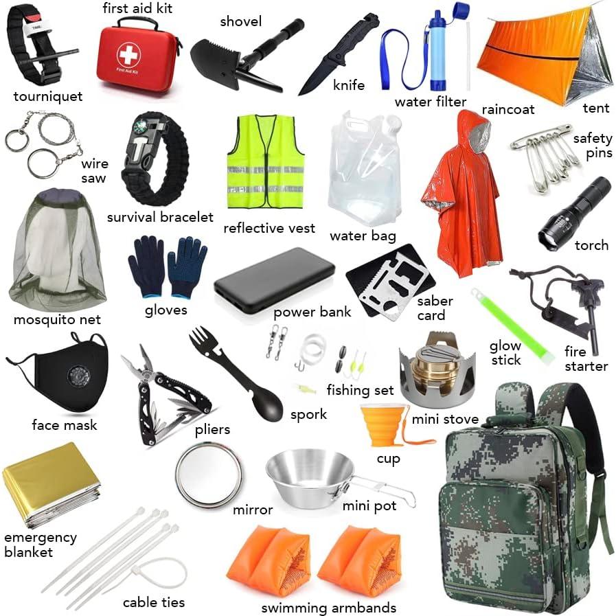 Kit de Supervivencia ISOP 32 Piezas Mochila Emergencia Camping