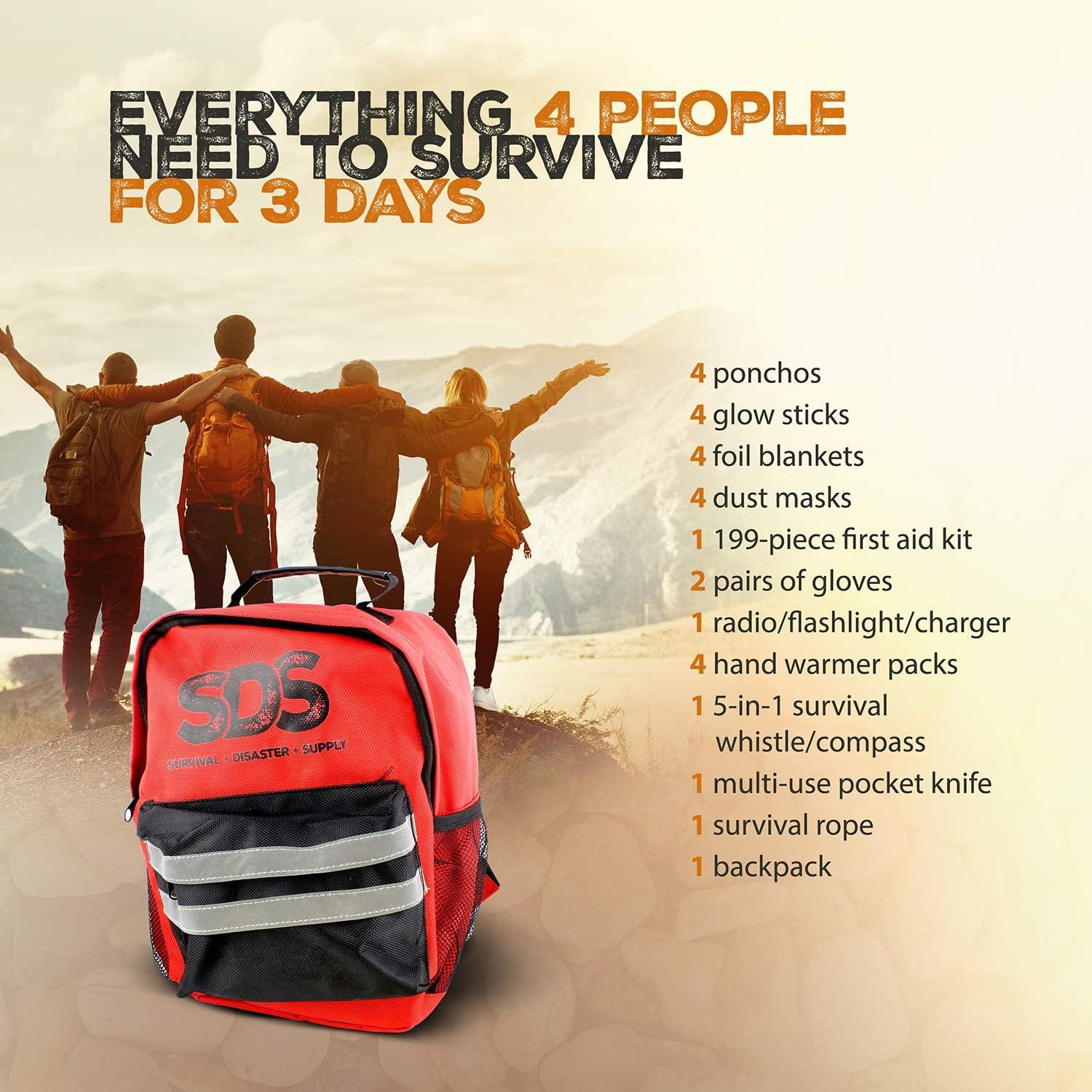 Kit de Emergencia SDS para 4 Personas - Supervivencia 72 Horas