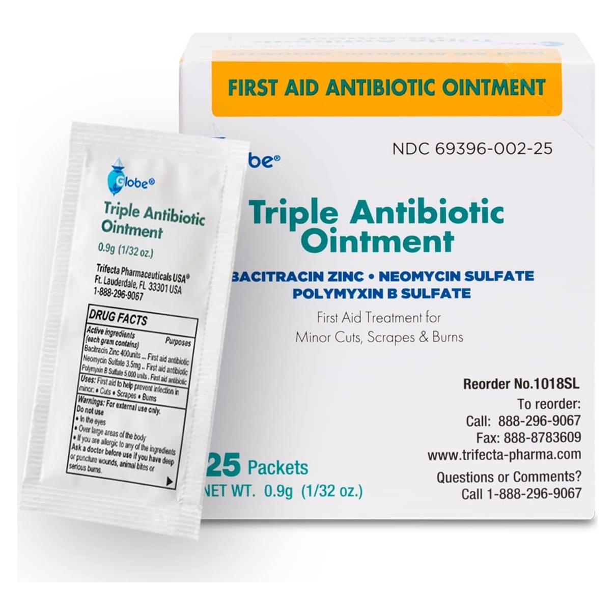 Ungüento Antibiótico Triple Globo - 25 Paquetes de 0.9g