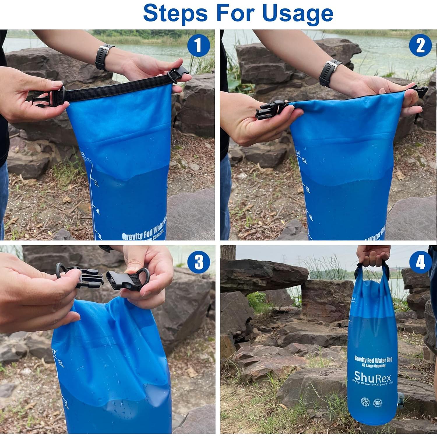 Bolsa de Agua por Gravedad ShuRex 6L Libre de BPA Plegable