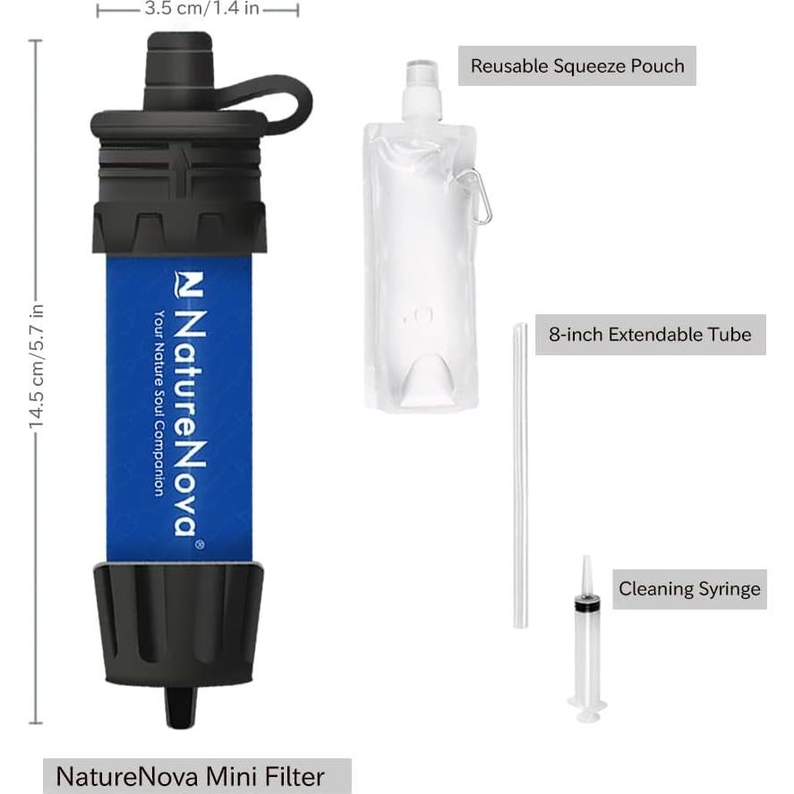 Filtro de Agua Mini NatureNova Portátil 4 Unidades 51.7g