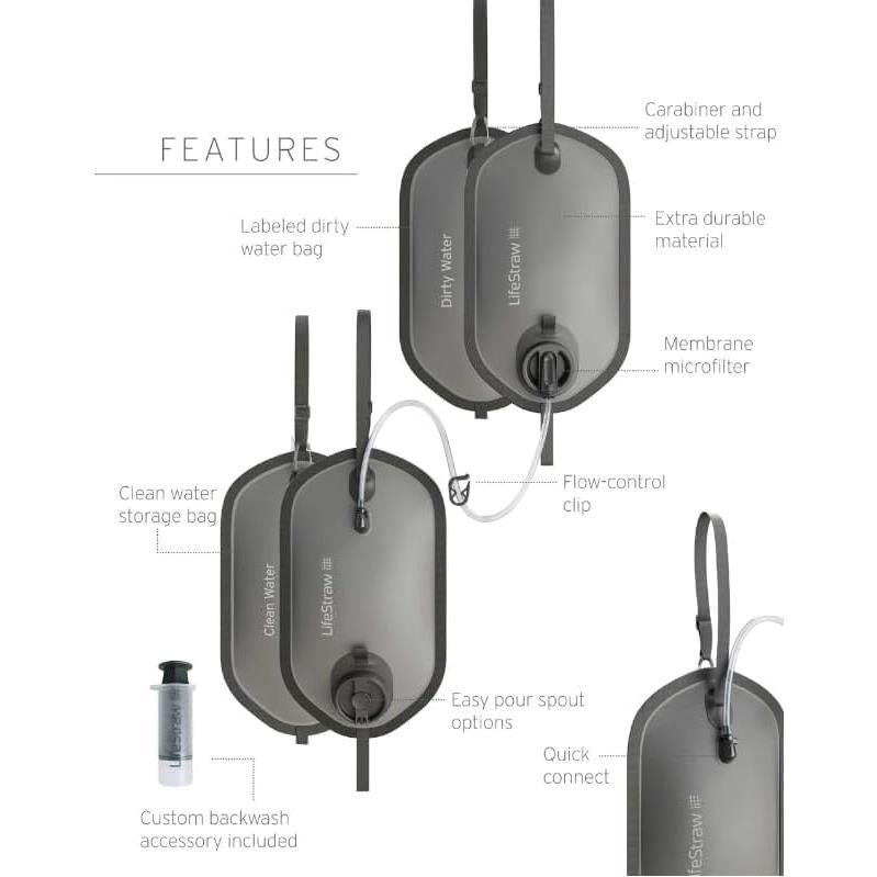 Sistema de Filtración de Agua Gravity LifeStraw 8L + 8L Azul