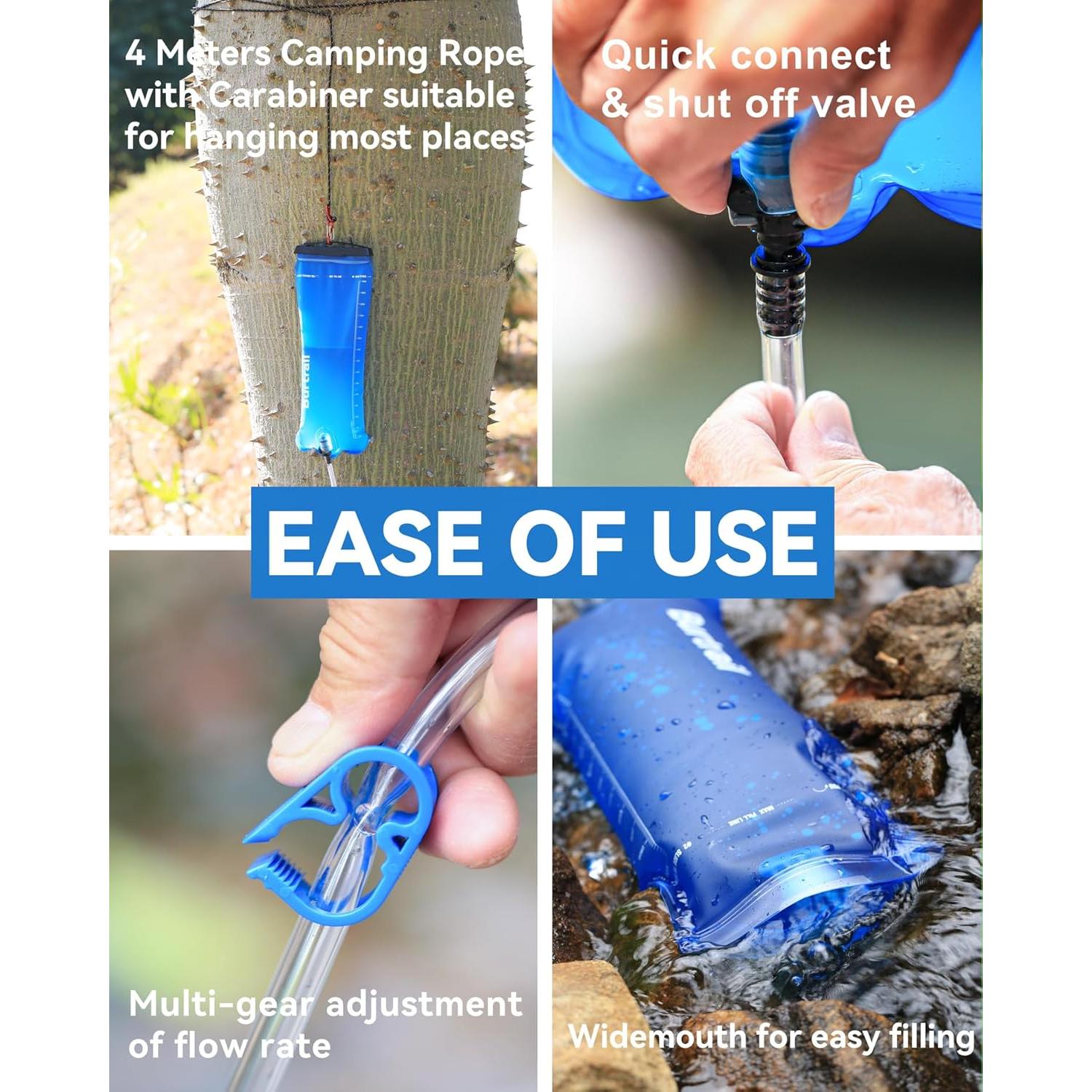 Bolsa de Agua por Gravedad Burtrail 3L Plegable para Camping