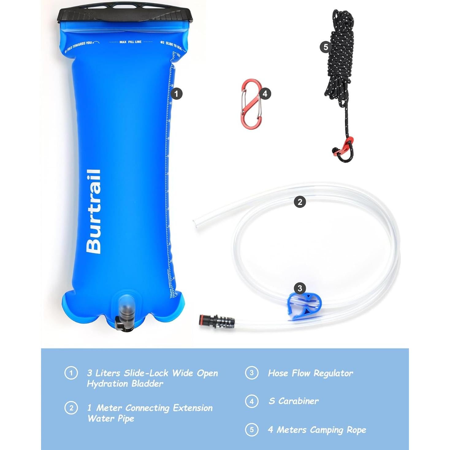 Bolsa de Agua por Gravedad Burtrail 3L Plegable para Camping