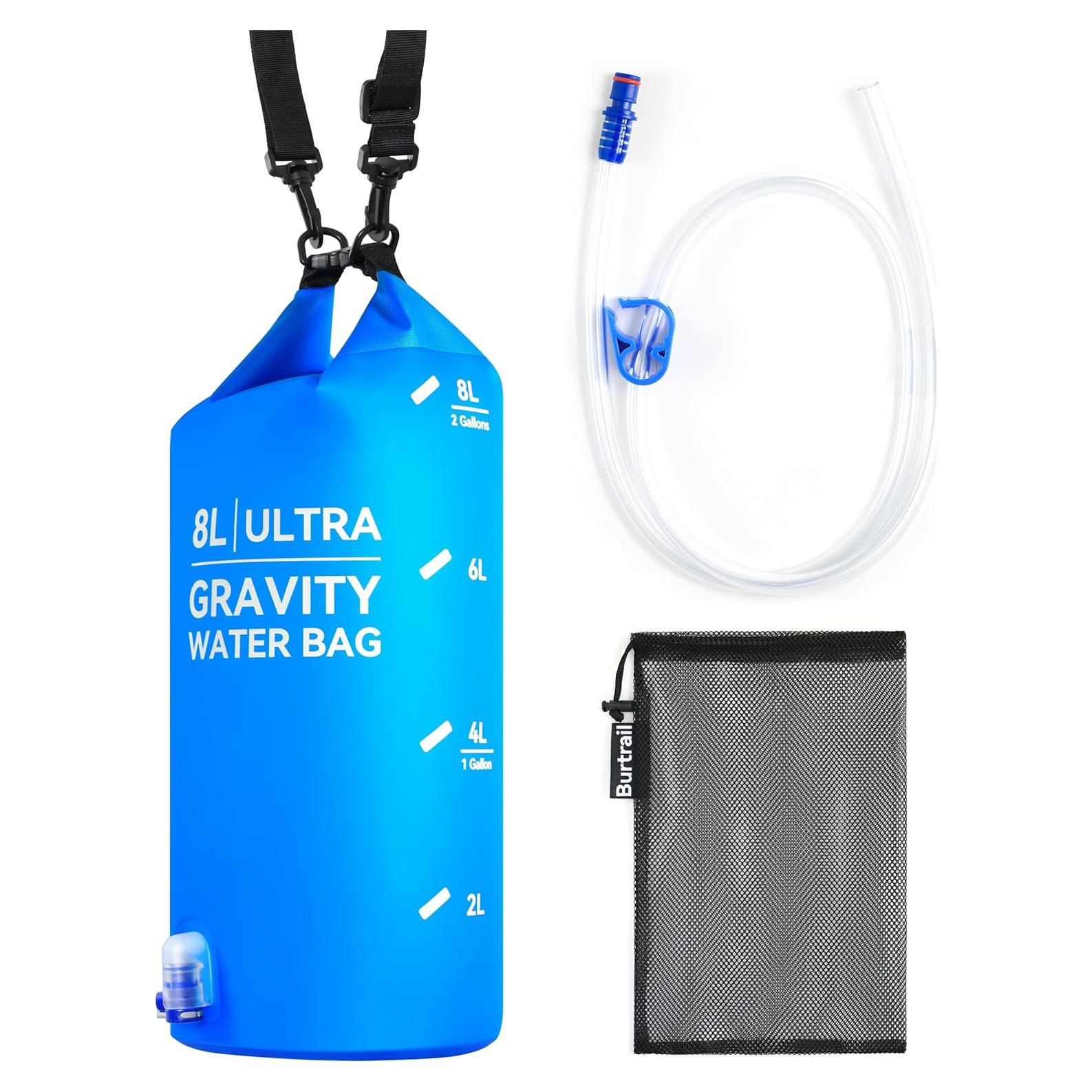 Bolsa de Agua por Gravedad Burtrail 8L, Plegable y Duradera