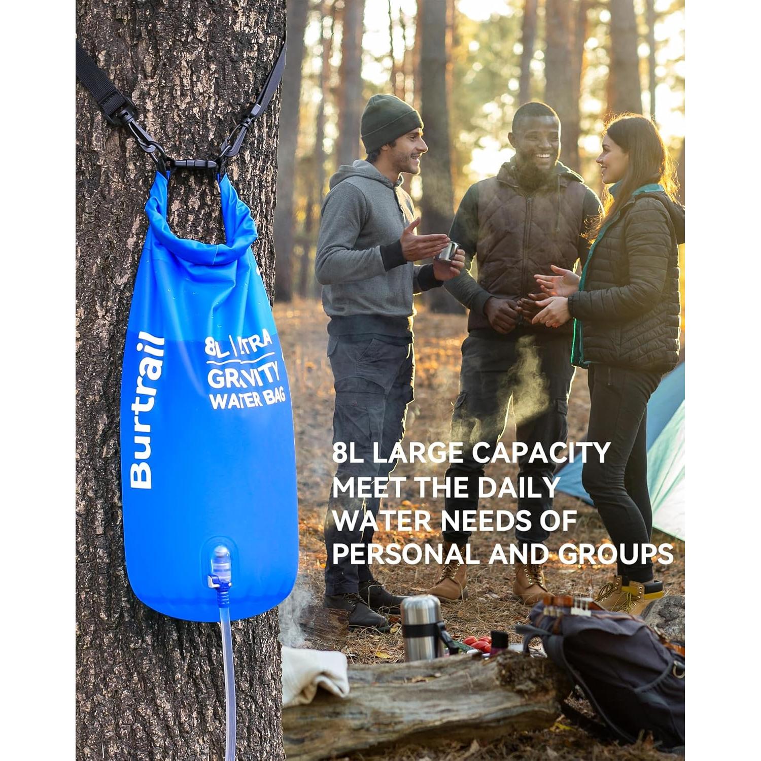 Bolsa de Agua por Gravedad Burtrail 8L, Plegable y Duradera