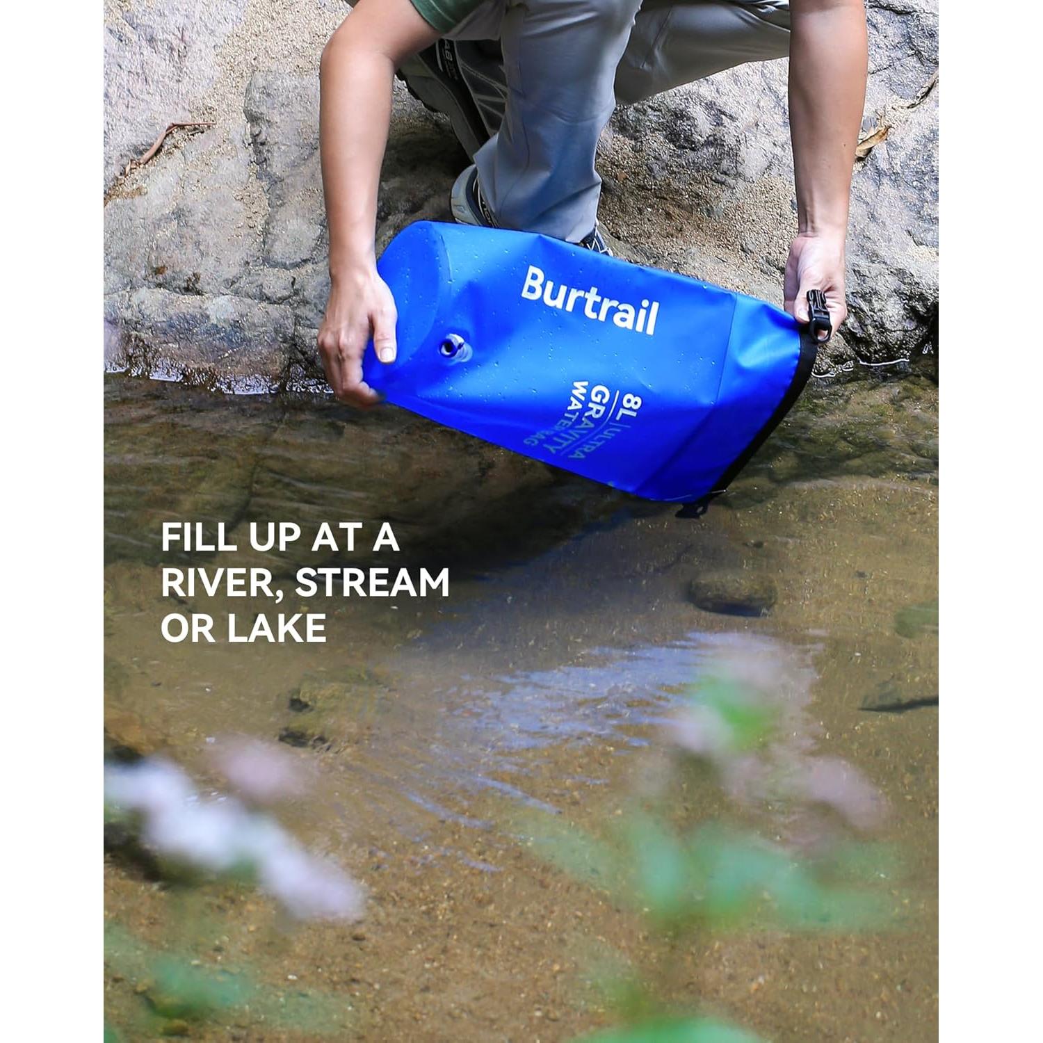 Bolsa de Agua por Gravedad Burtrail 8L, Plegable y Duradera