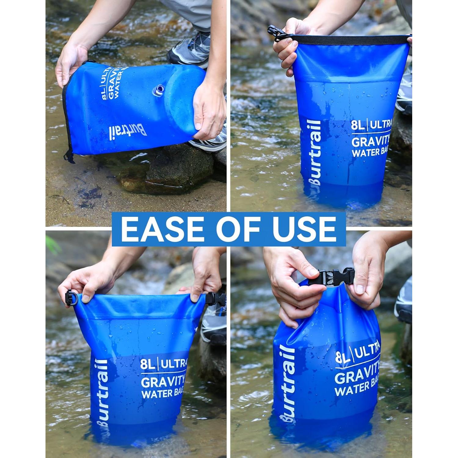 Bolsa de Agua por Gravedad Burtrail 8L, Plegable y Duradera