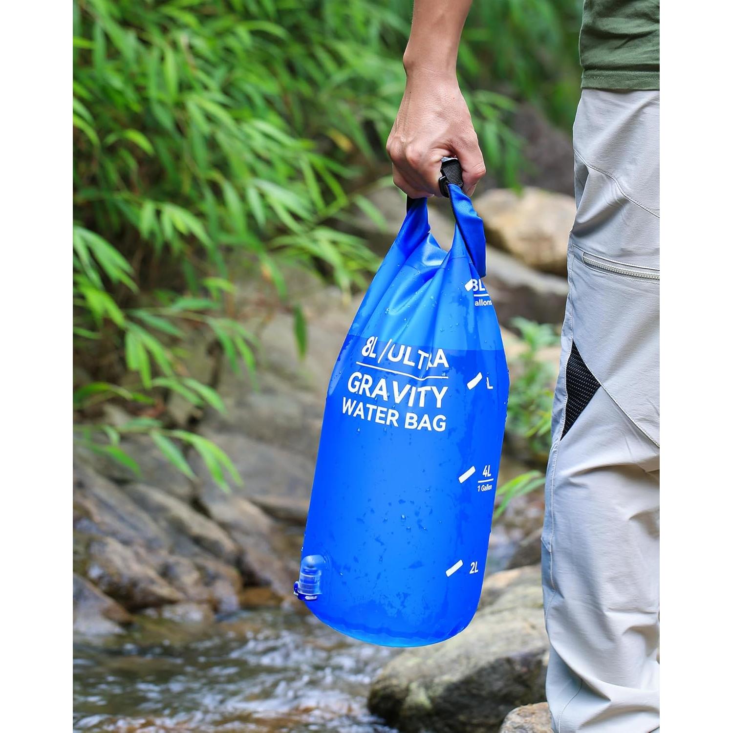Bolsa de Agua por Gravedad Burtrail 8L, Plegable y Duradera