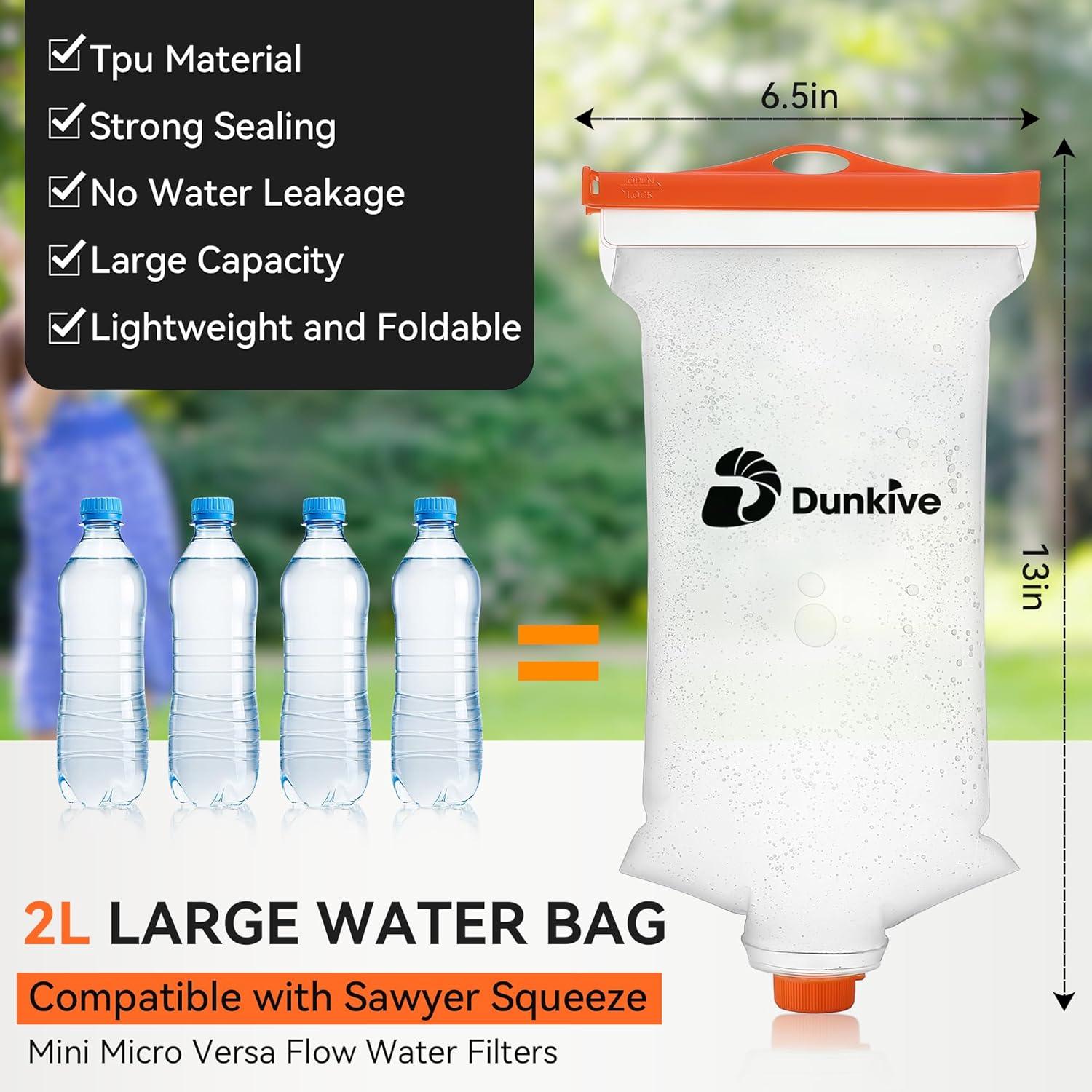Bolsa de Agua Colapsable 2L Dunkive con Filtro 28mm TPU