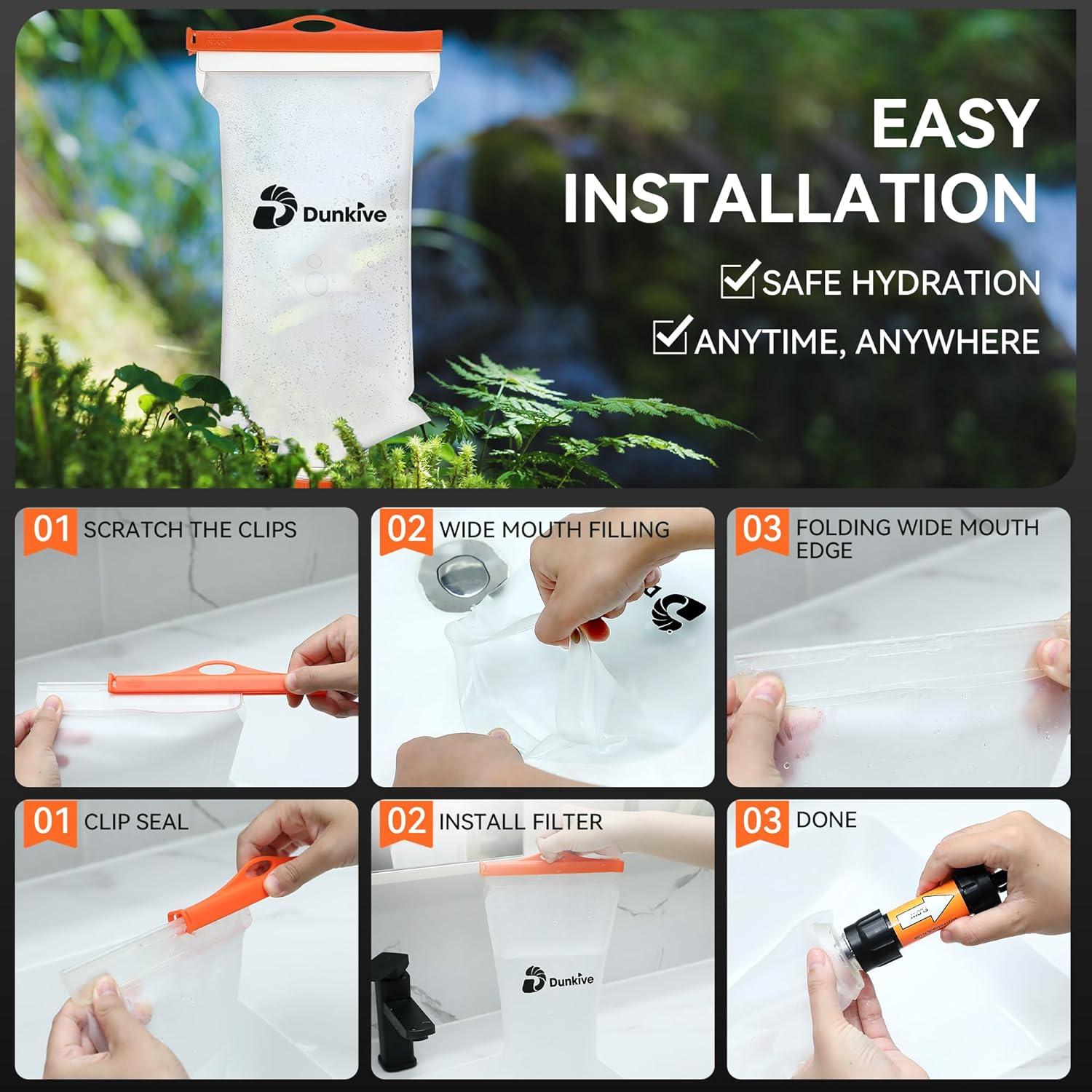 Bolsa de Agua Colapsable 2L Dunkive con Filtro 28mm TPU